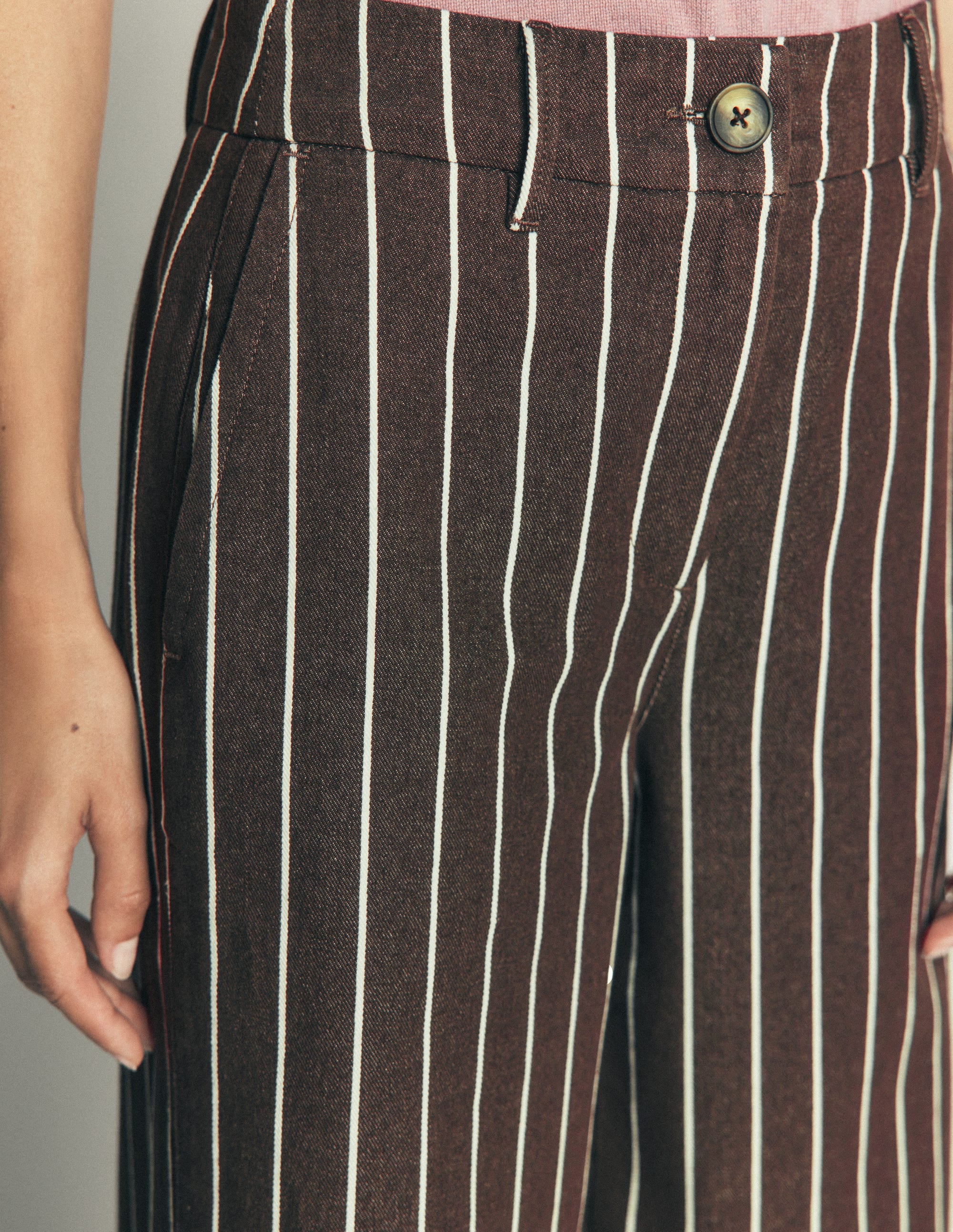 Belgravia Twill Trousers-Brown Stripe - Image 2