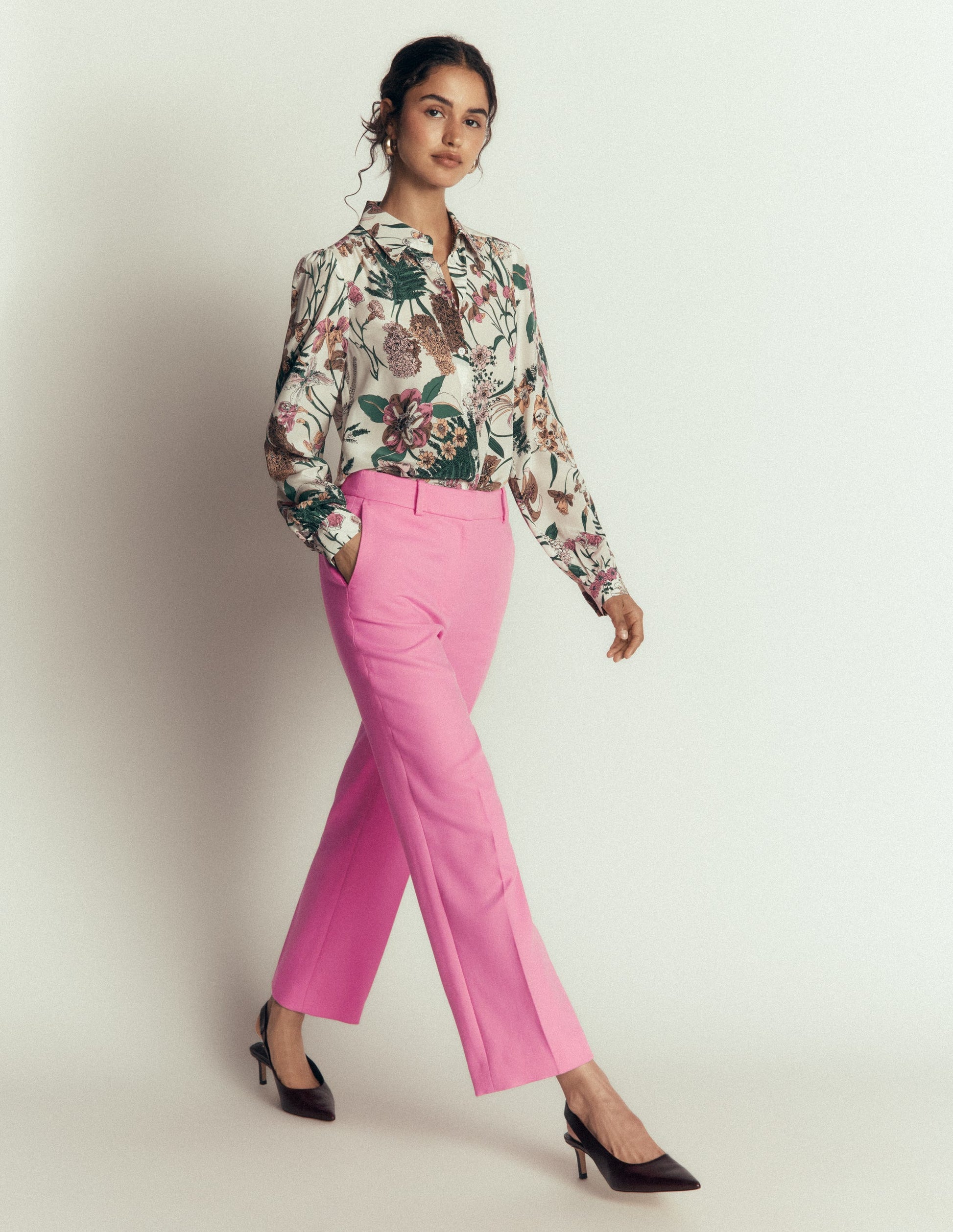 Canonbury Texture 7/8 Trouser-Wild Pink-1