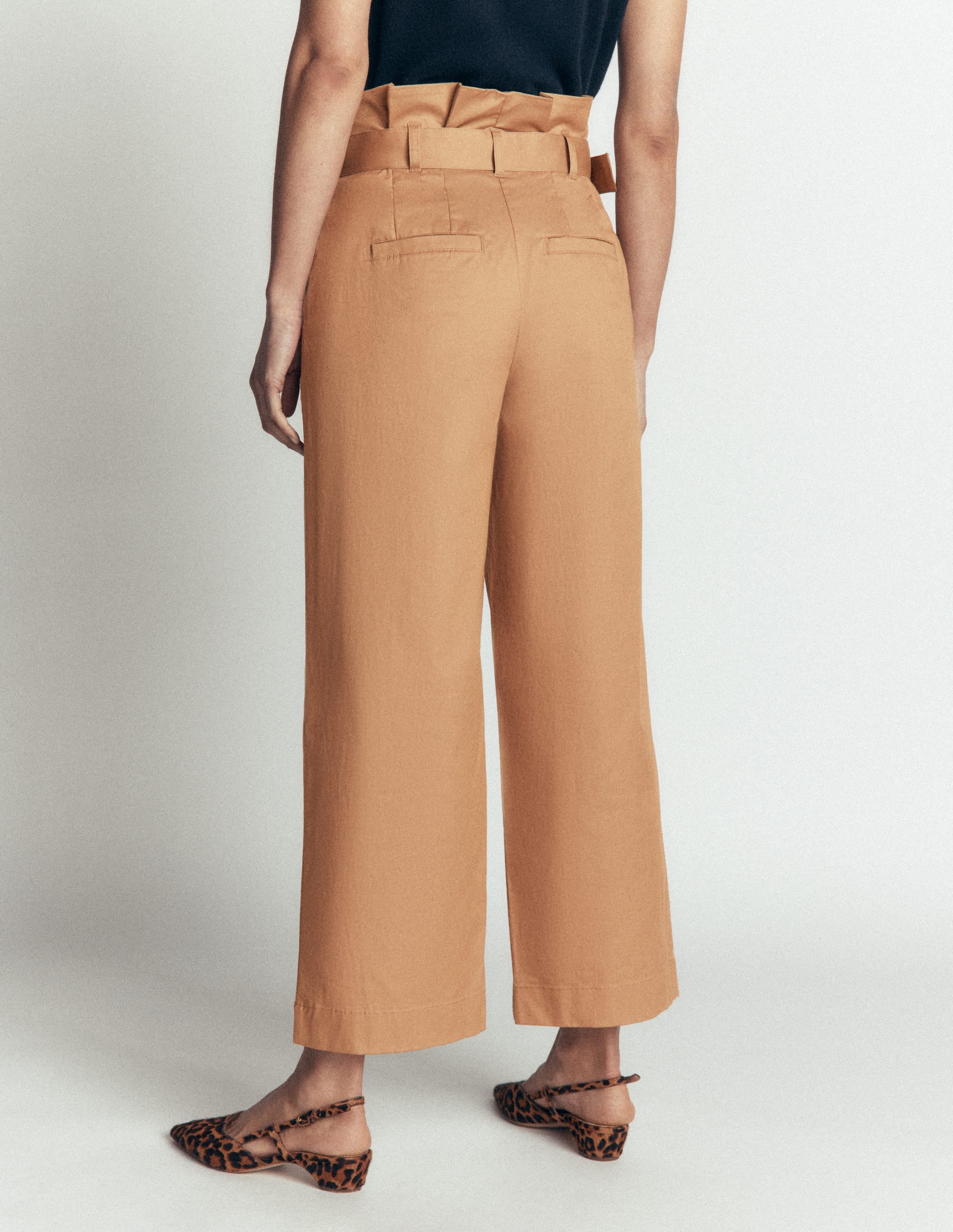 Paperbag Waist Trousers-Cappuccino - Image 3