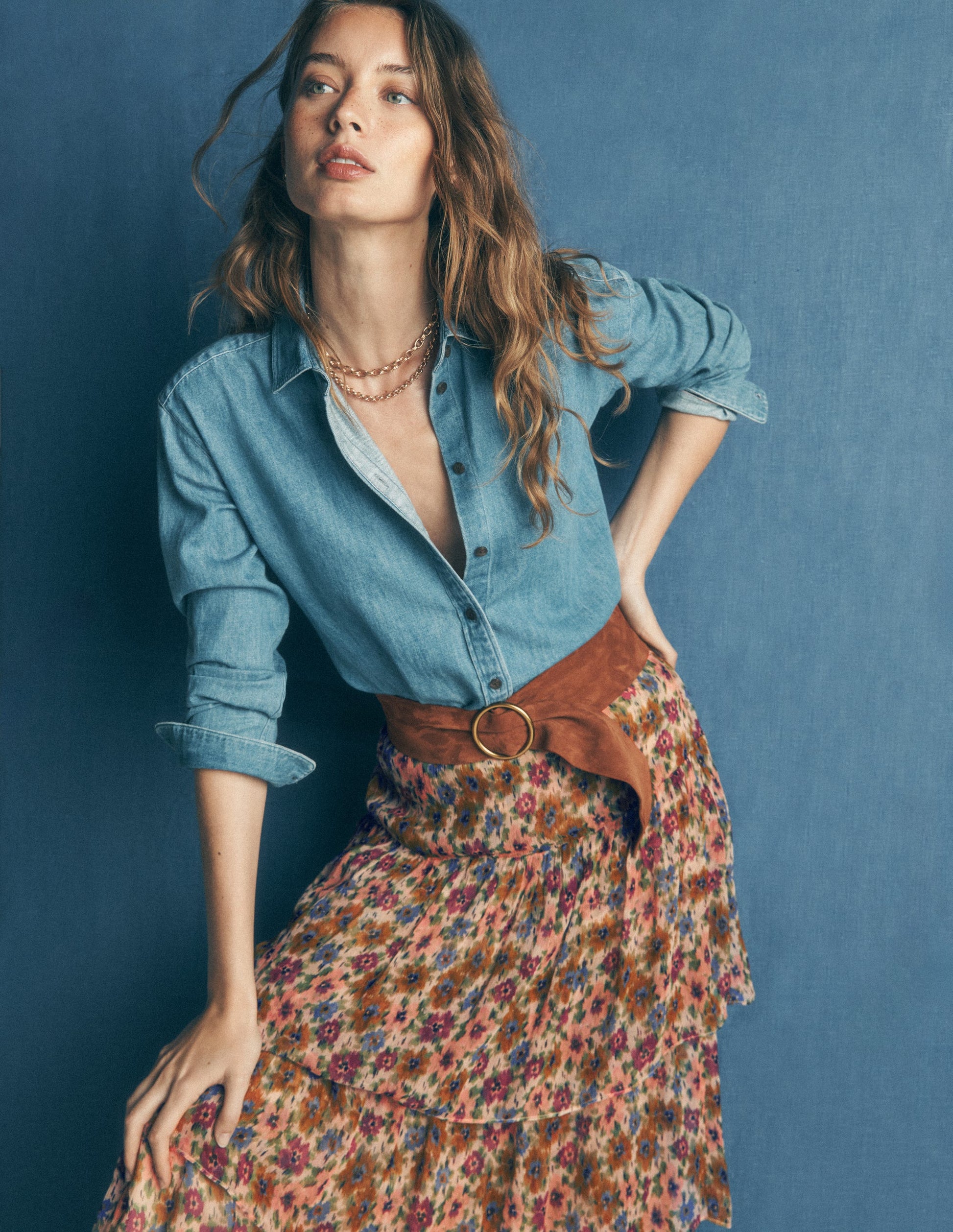 Tiered Ruffle Midi Skirt-Multi, Flecked Garden-3
