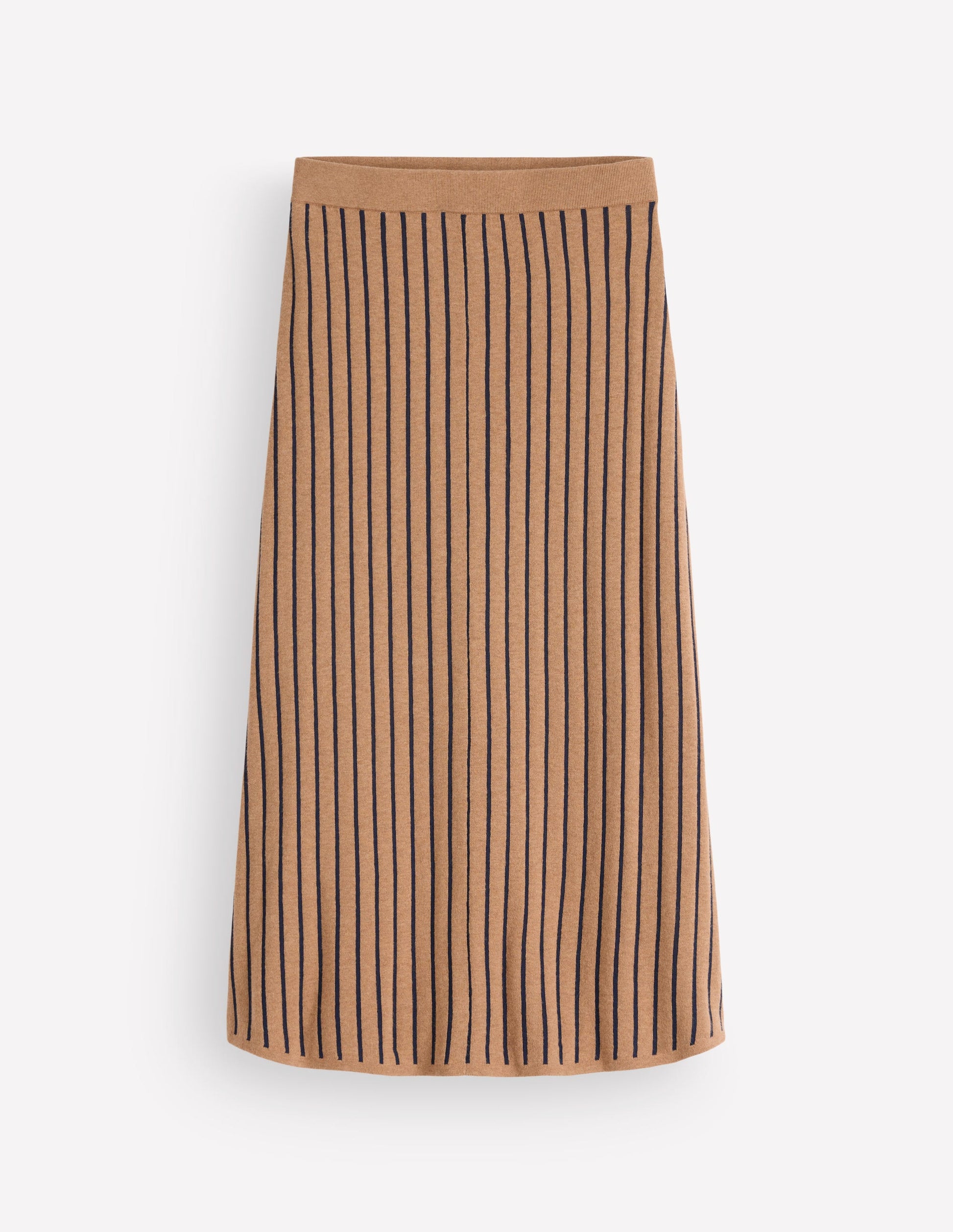 Jacquard Knitted Midi Skirt-Camel Stripe-5