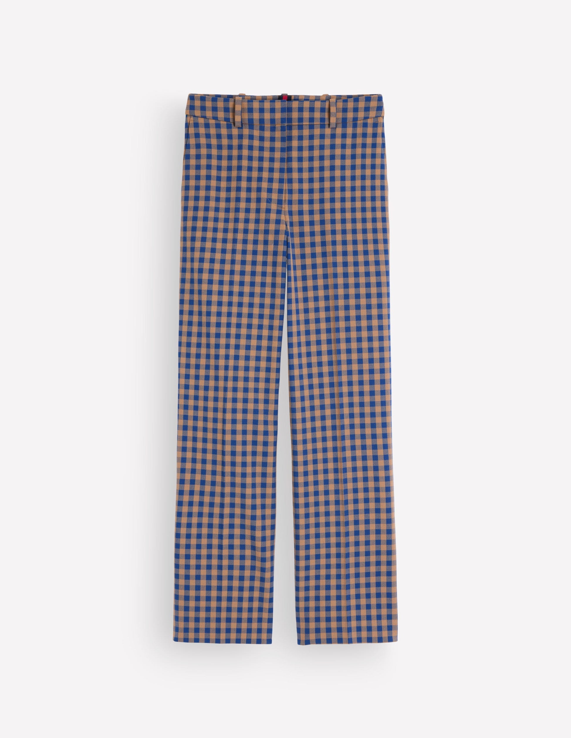Canonbury Cotton 7/8 Trousers-Camel, Blue Gingham-7