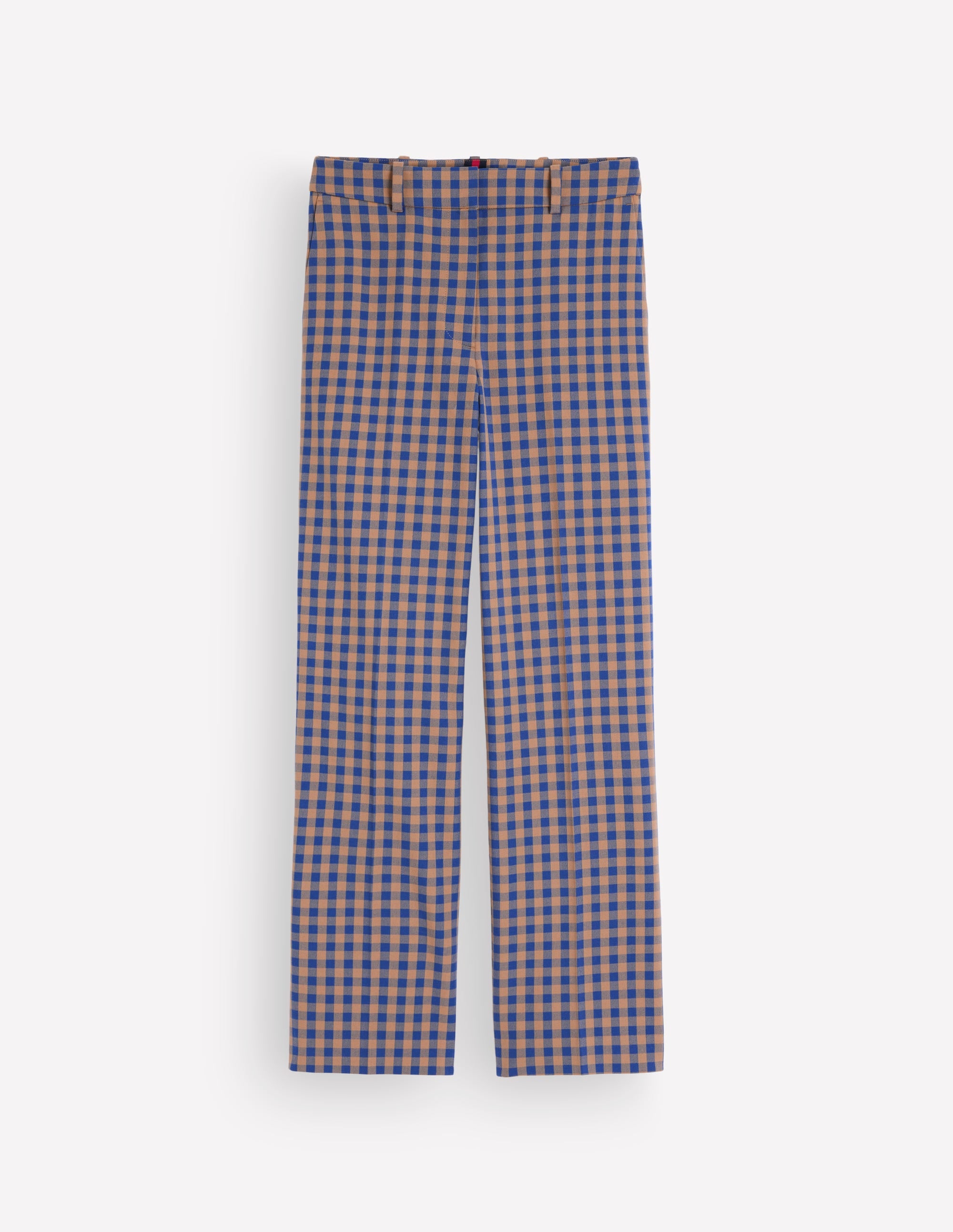 Canonbury Cotton 7/8 Trousers-Camel, Blue Gingham - Image 7