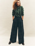 Wool Blend Pleated Culottes-Blackwatch