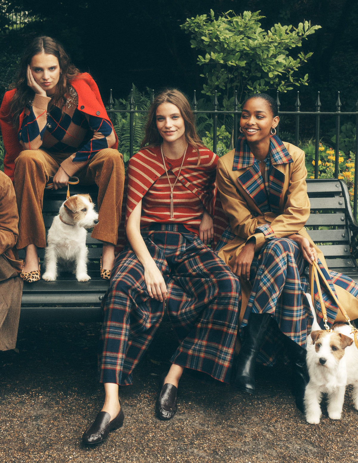 Wool Blend Pleated Culottes-Navy, Camel Check - Image 6
