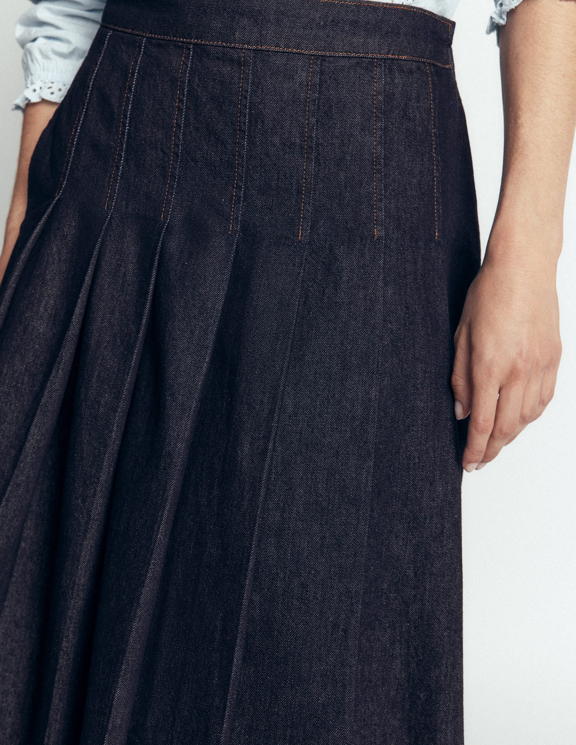 Aya Denim Midi Skirt-Indigo - Image 2