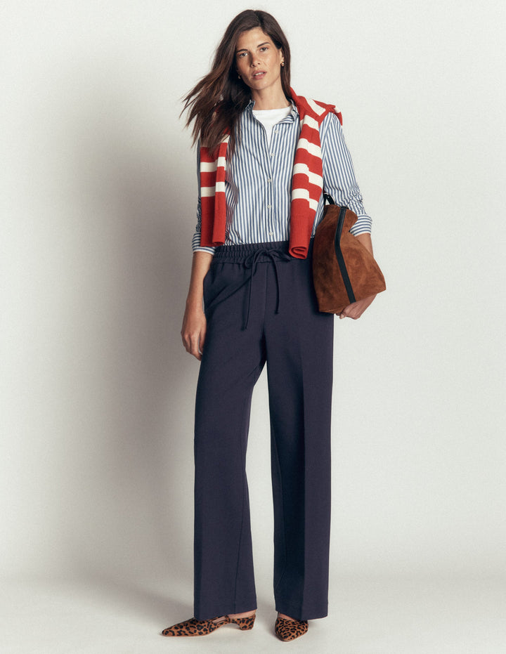 Greenwich Tie Ponte Trousers-Navy