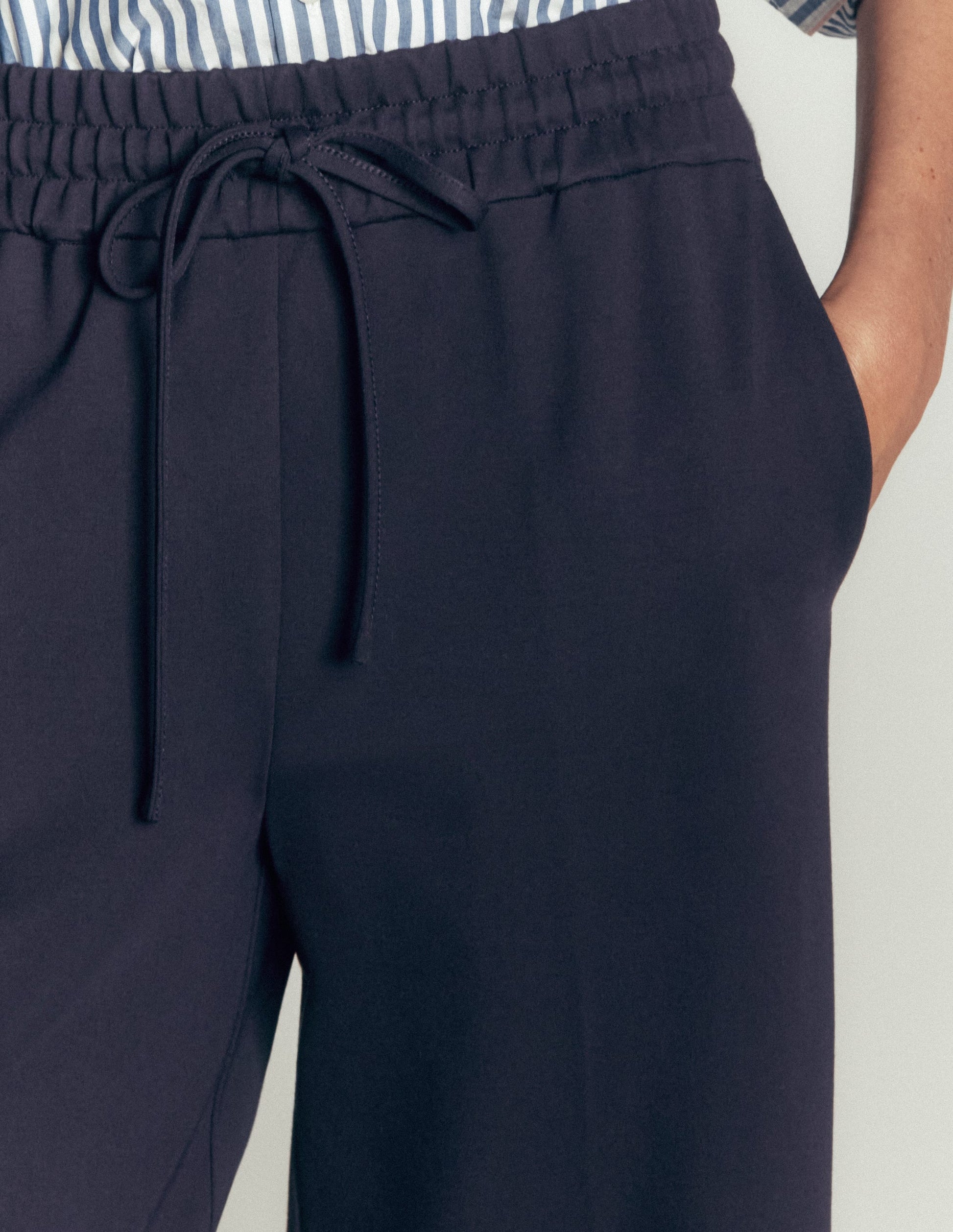 Greenwich Tie Ponte Trousers-Navy-2