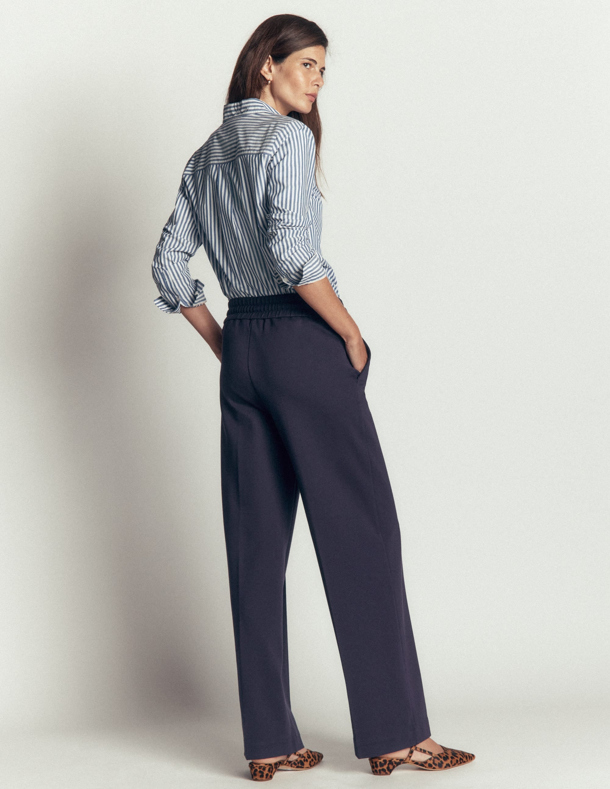 Greenwich Tie Ponte Trousers-Navy - Image 3