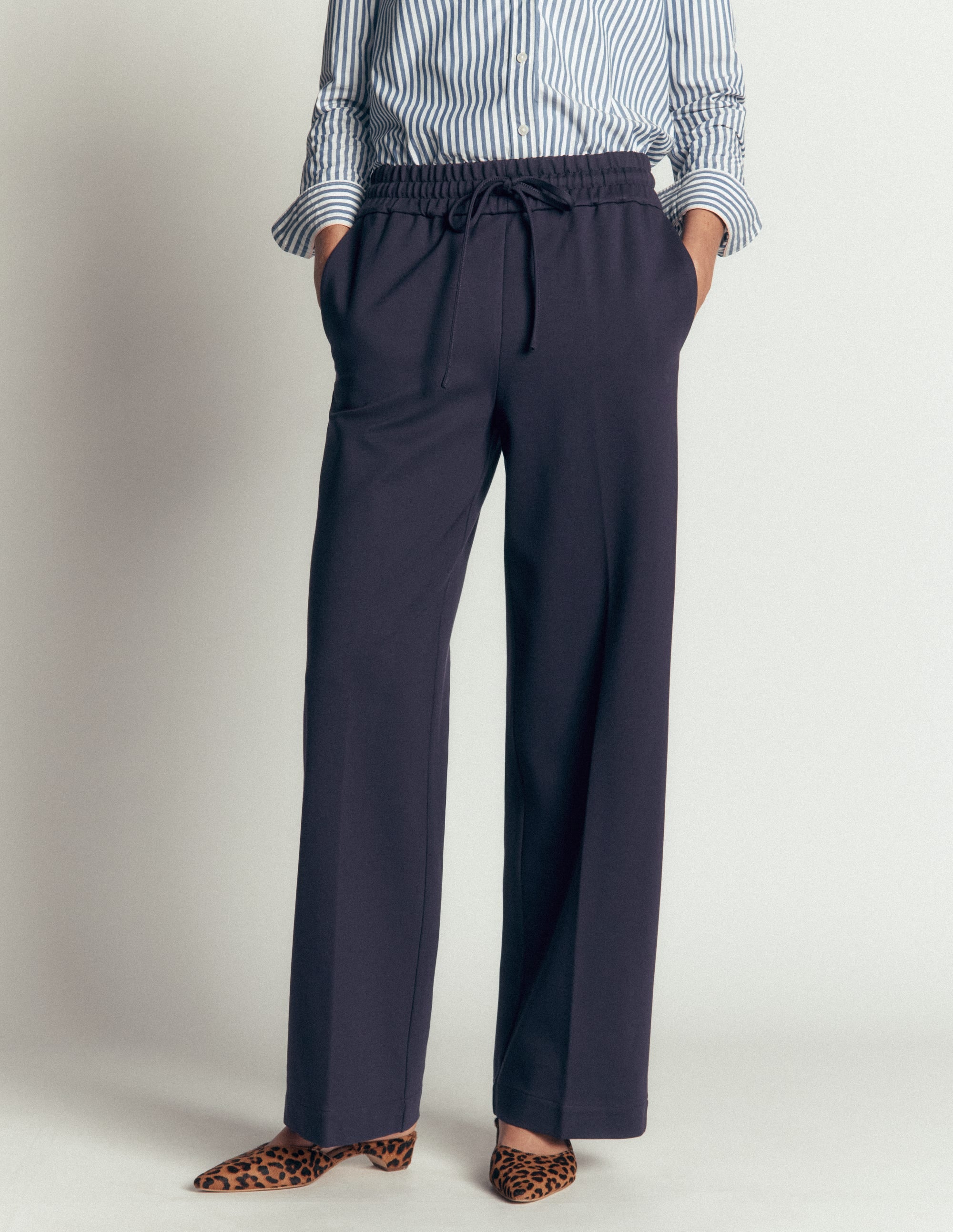 Greenwich Tie Ponte Trousers-Navy - Image 4