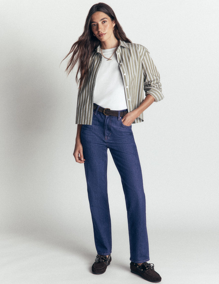 High Rise Straight Jeans-Indigo Rinse