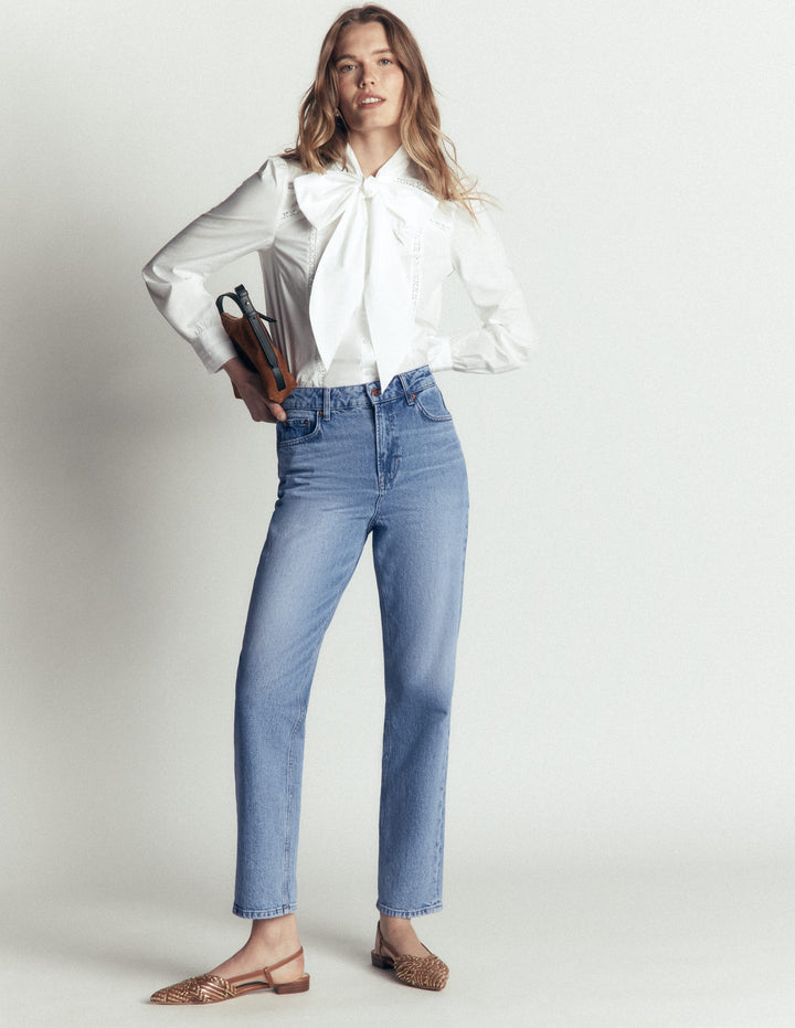 High Rise Straight Jeans-Light Vintage