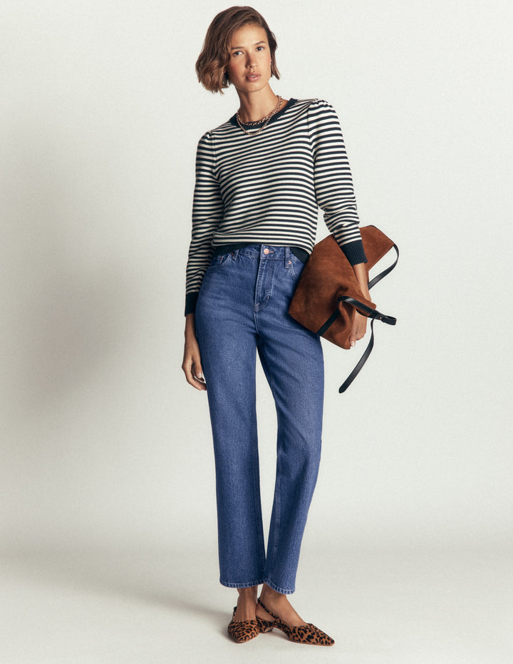 High Rise Straight Jeans-Mid Vintage