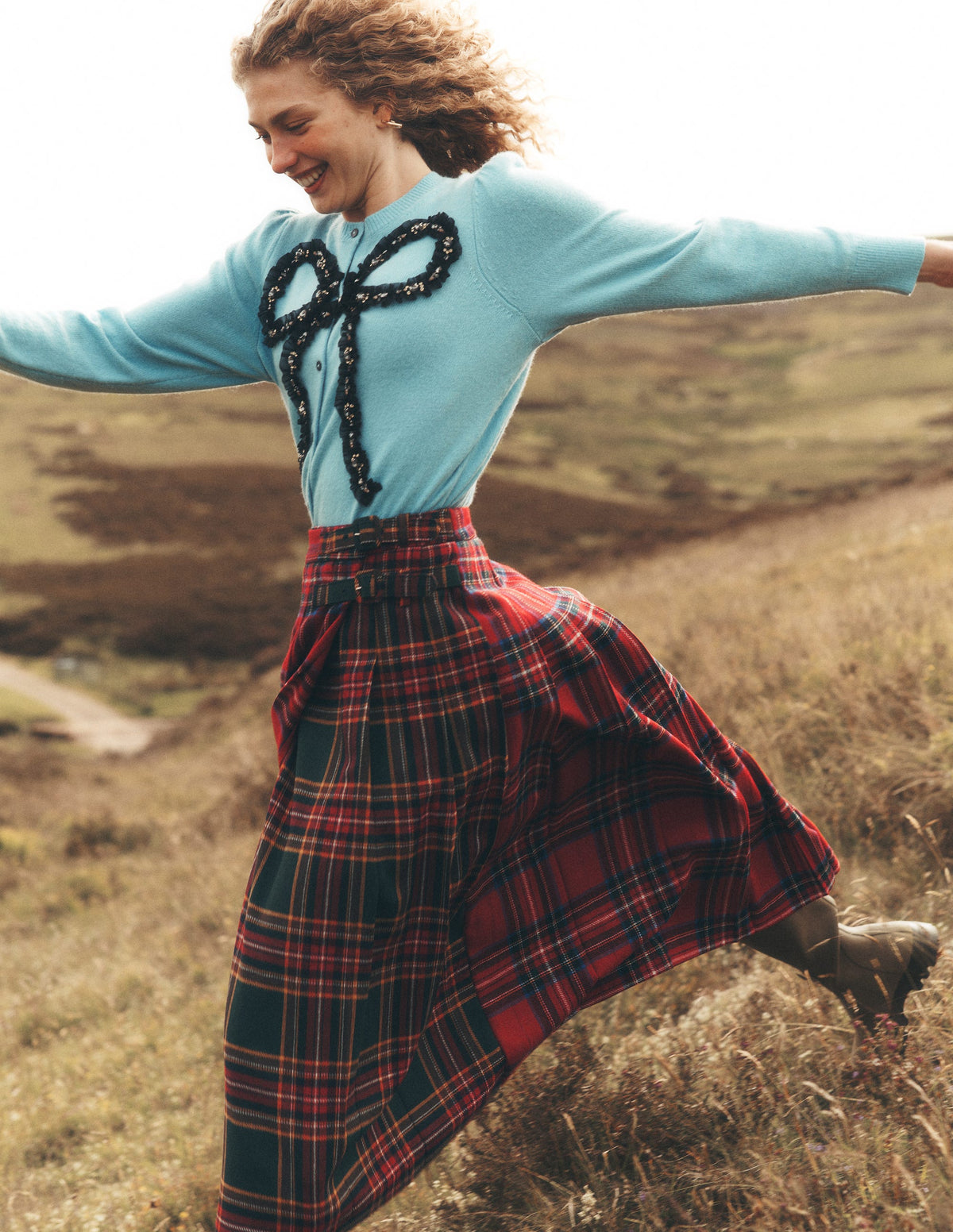 Pleated Midi Kilt-Hotch Check-1