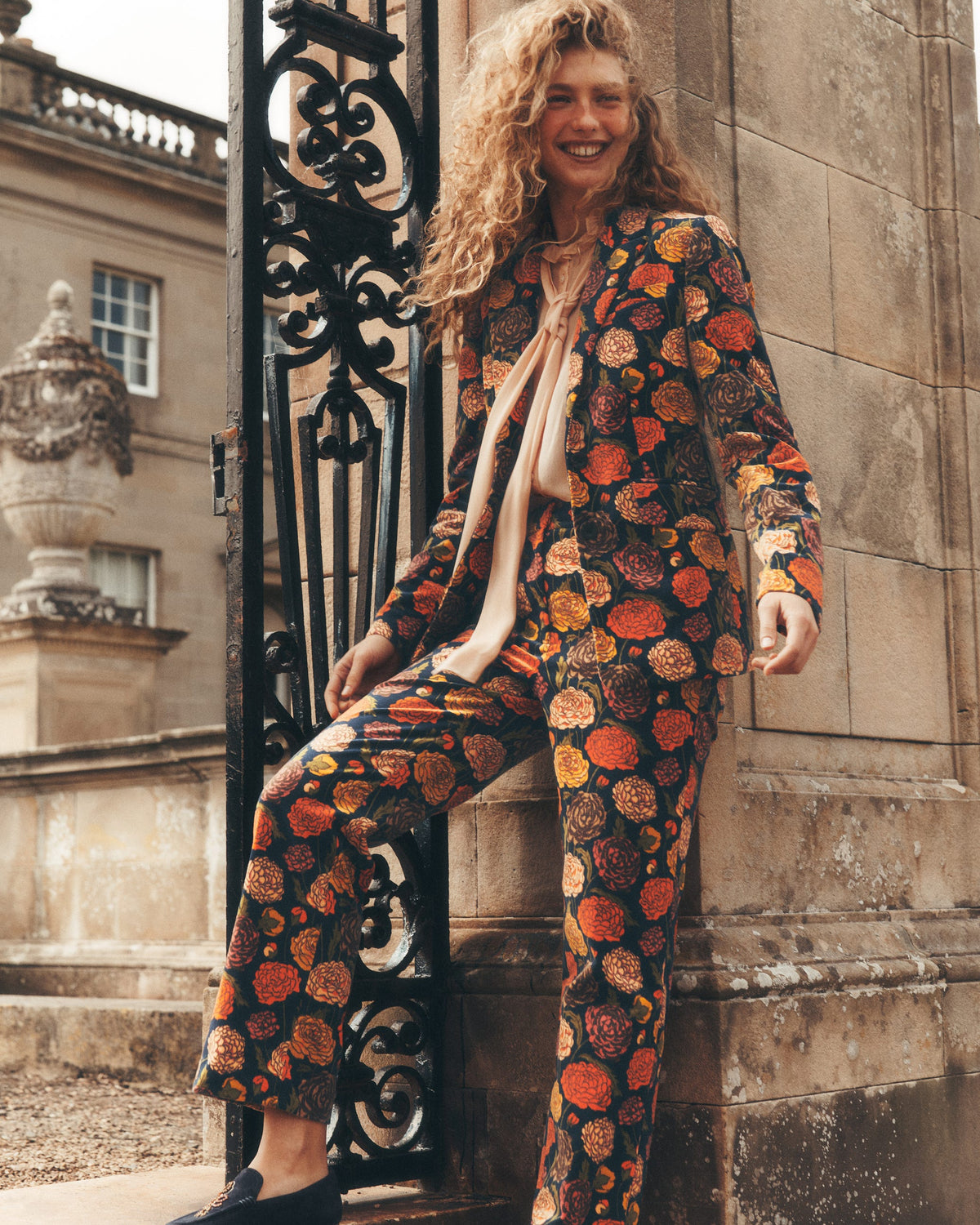 Canonbury Velvet Trousers-Floral Print - Image 1