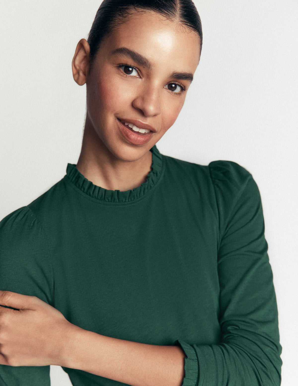 Supersoft Frill Detail Top-Midnight Teal-2