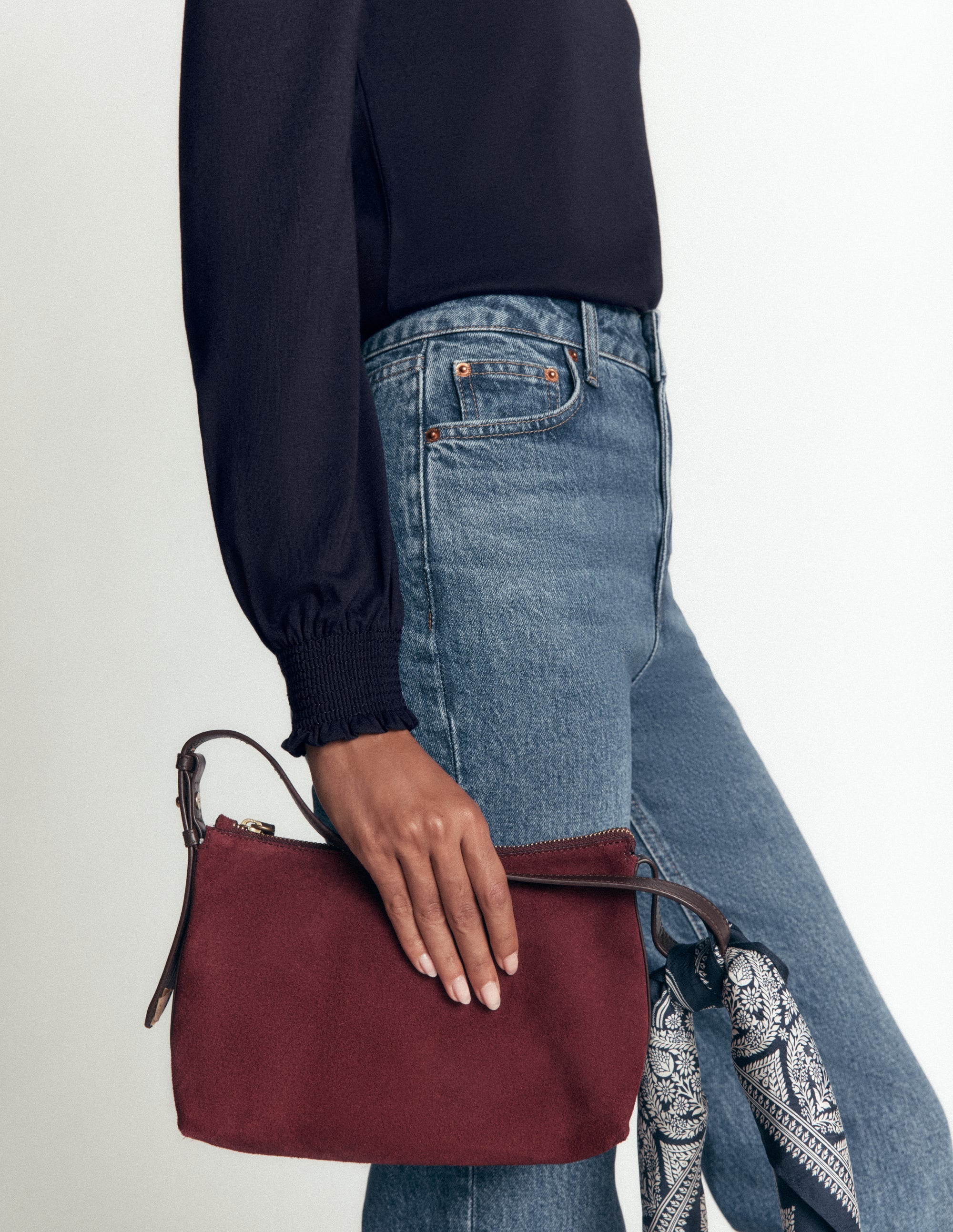 Smocked Cuff Supersoft Top-Navy - Image 2