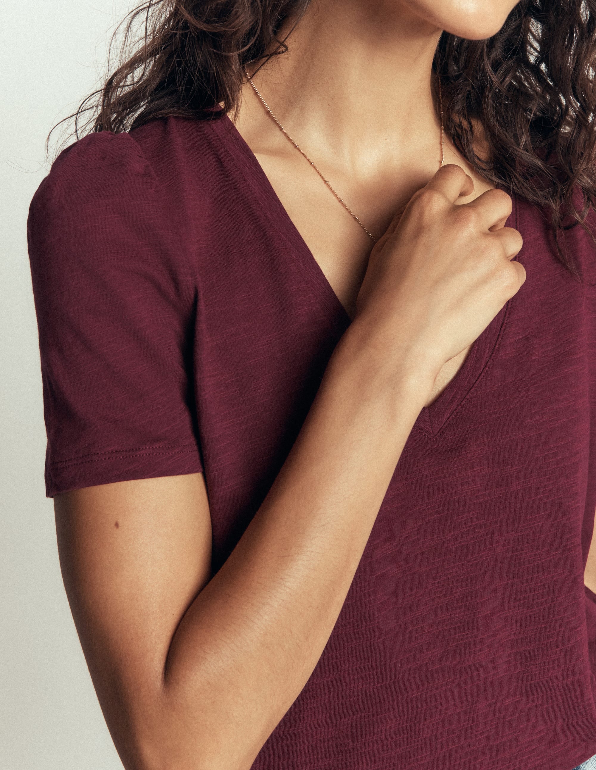 Sophie V-neck Slub T-shirt-Deep Wisteria - Image 2