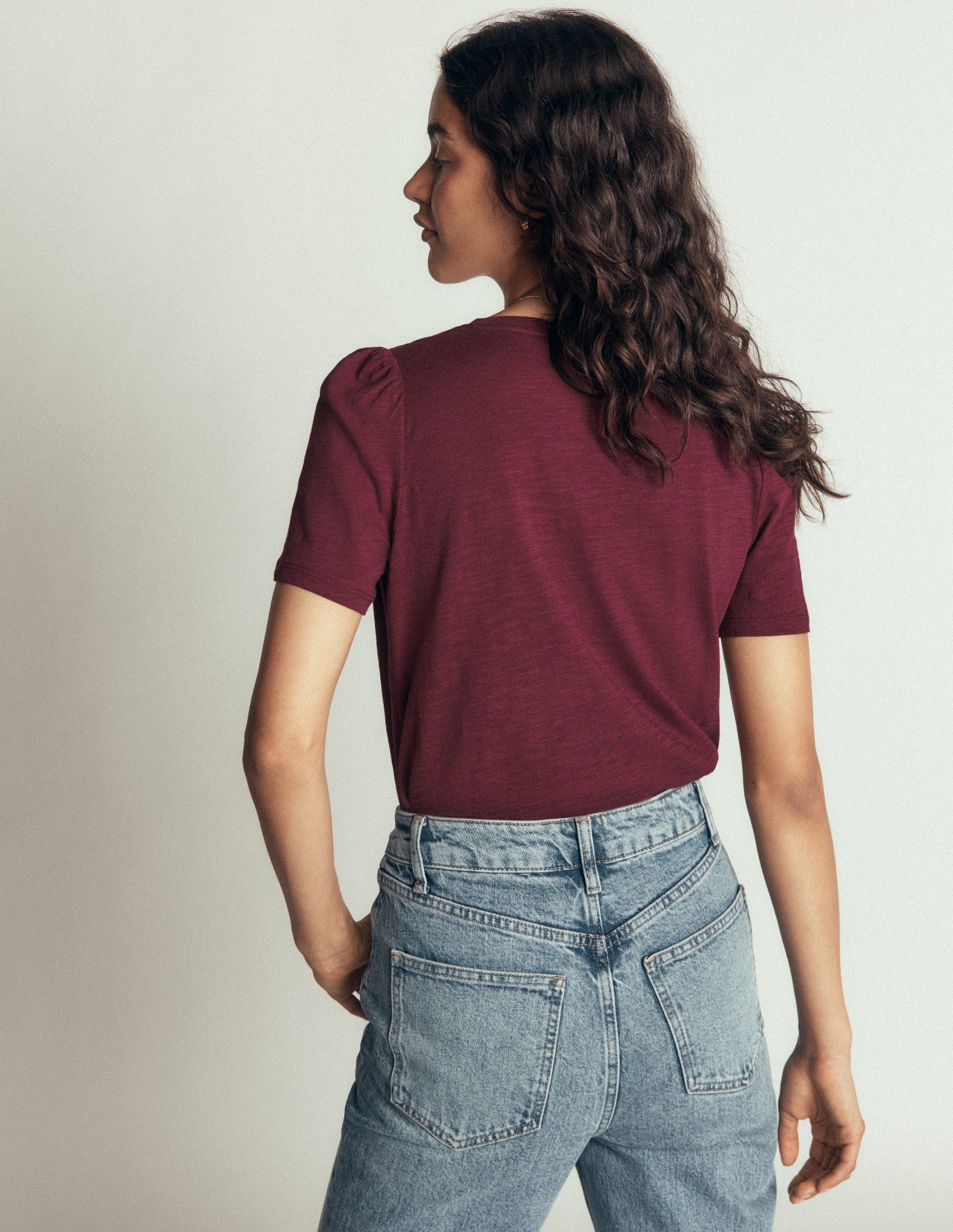 Sophie V-neck Slub T-shirt-Deep Wisteria-3