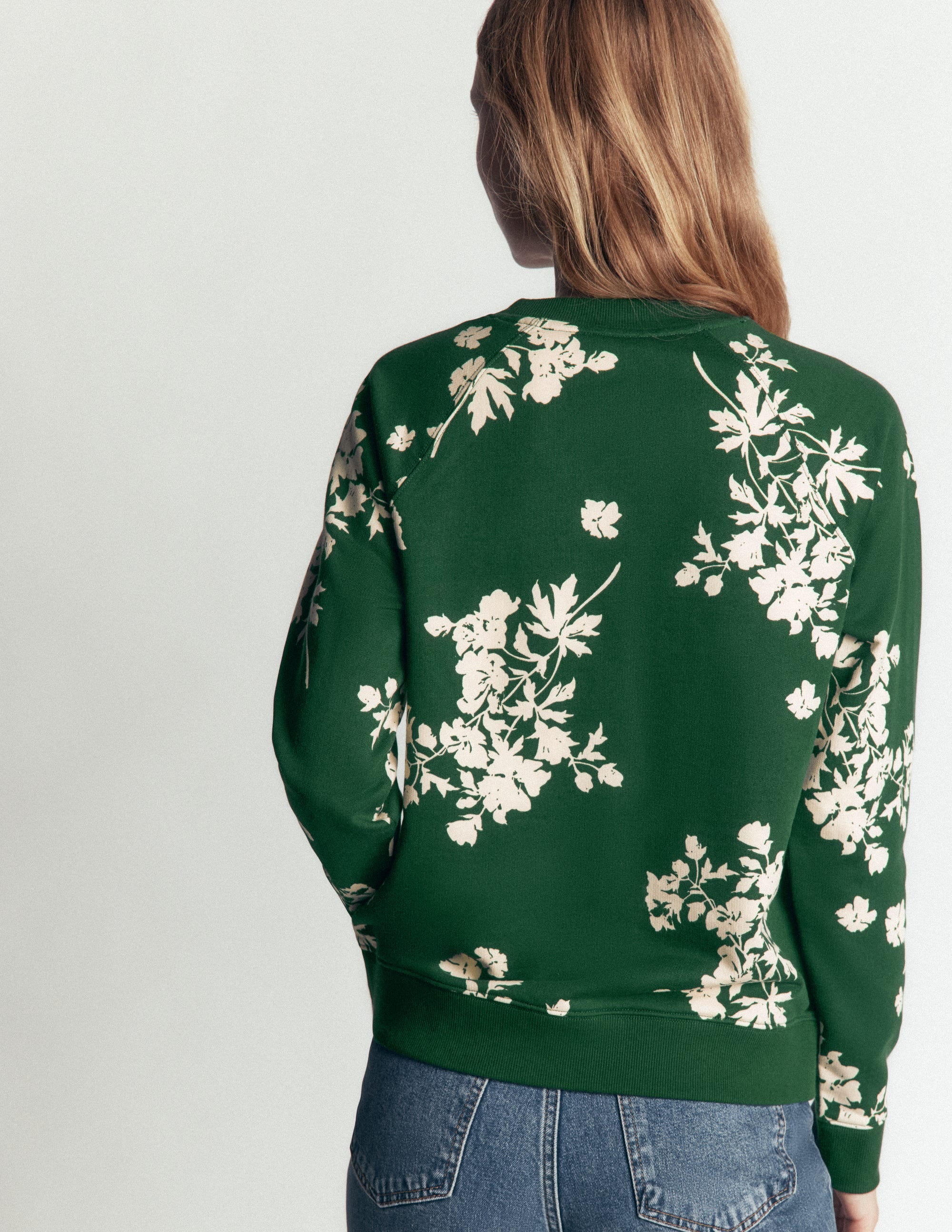Rosa Printed Sweatshirt-Hunter Green, Flecked Bunch - Image 2