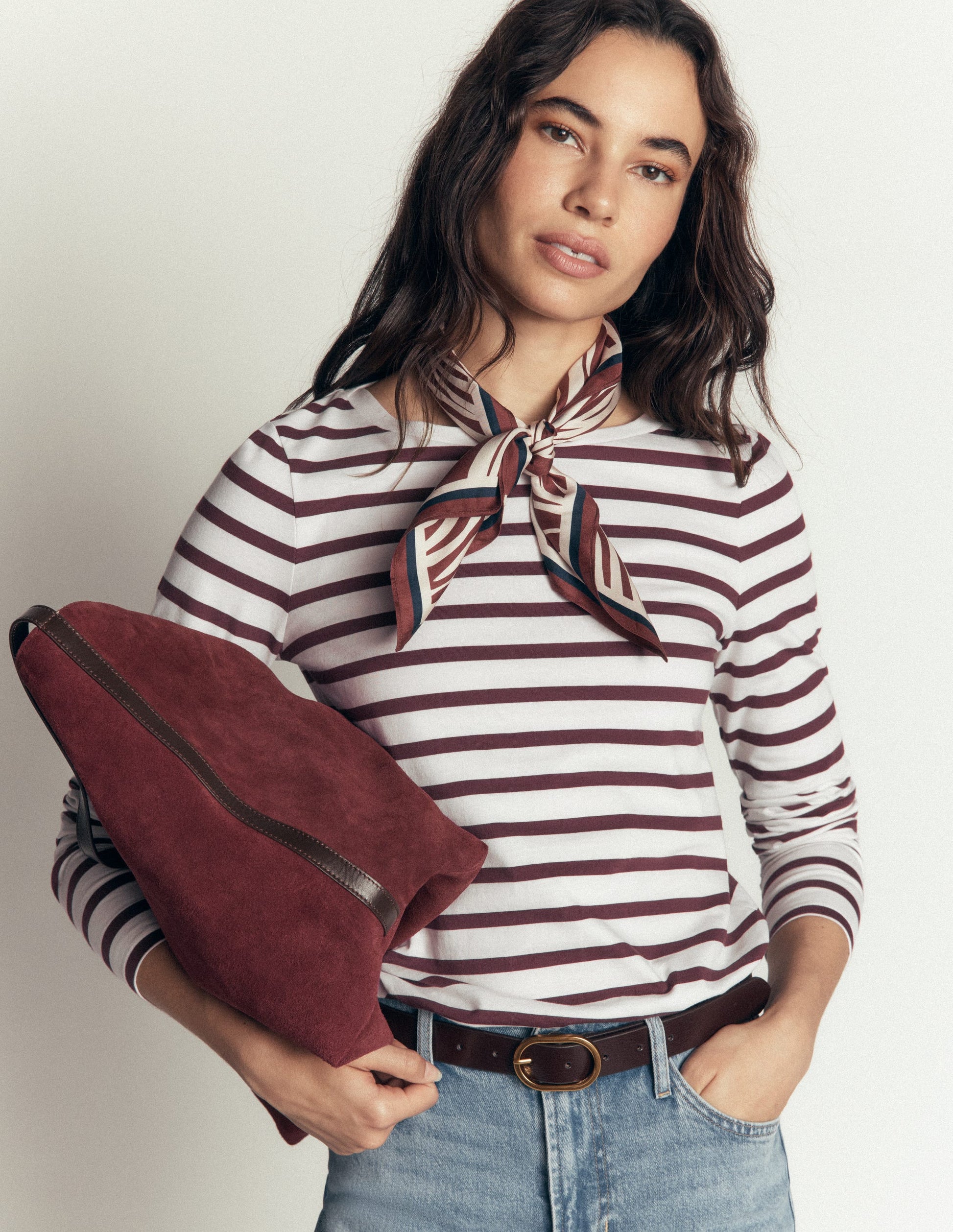 Olivia Long Sleeve Breton-Ivory and Bitter Chocolate-1