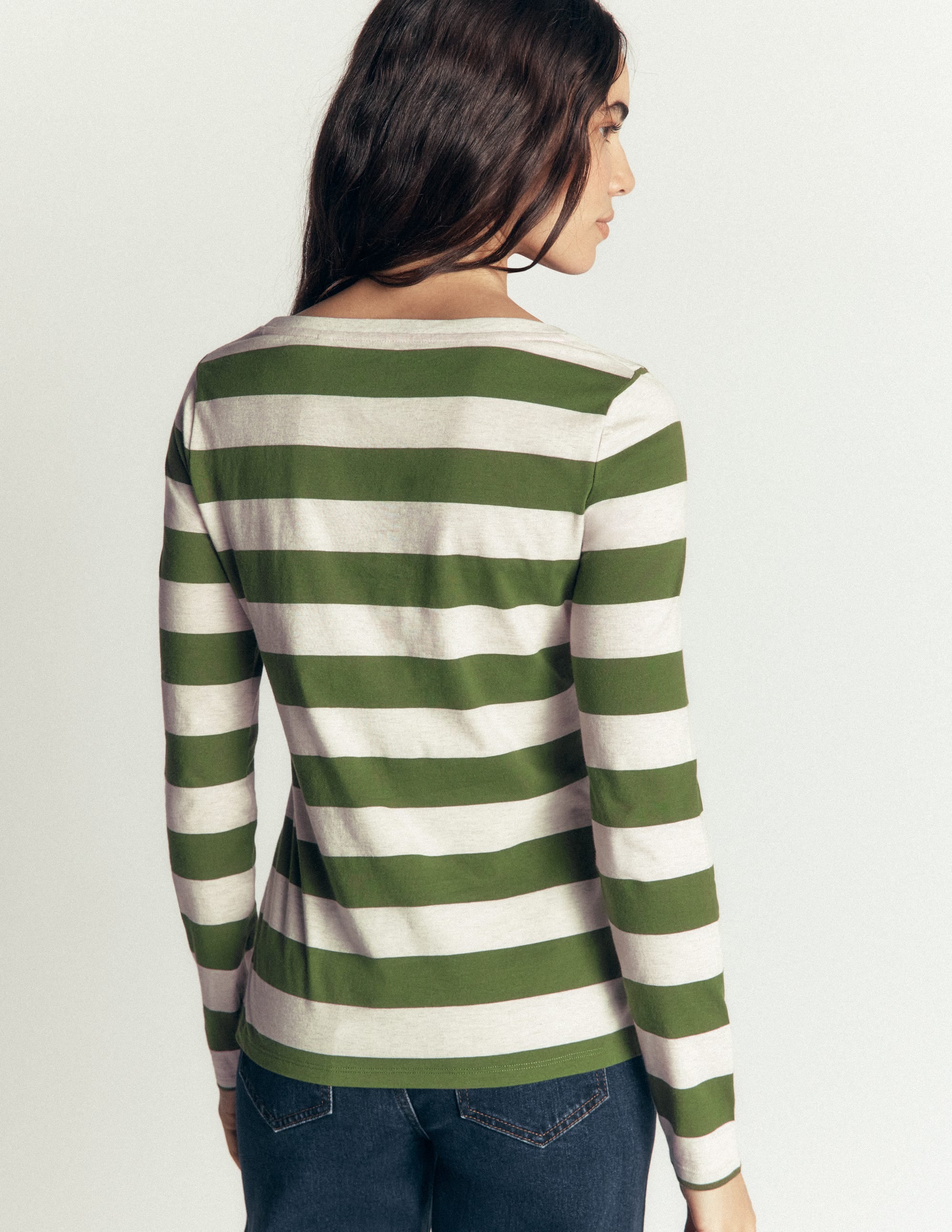 Olivia Long Sleeve Breton-Chive and Oatmeal - Image 3
