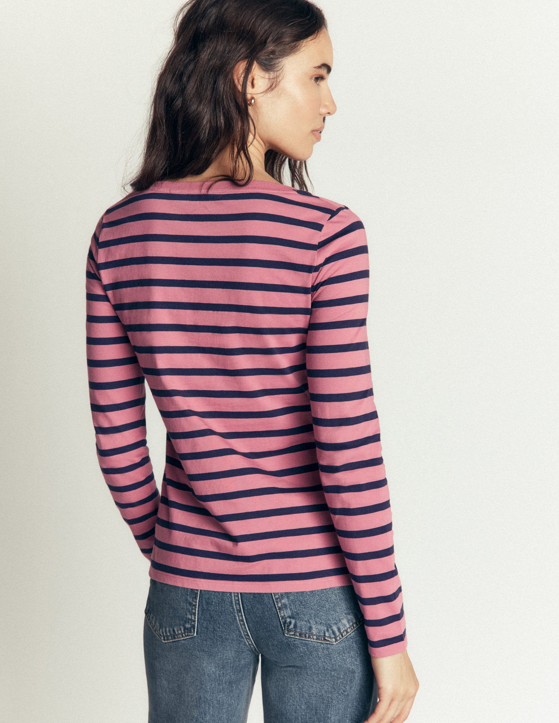Olivia Long Sleeve Breton-Heather Rose and Navy-3