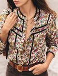 Carmen Trim Detail Top-Multi, Flecked Garden