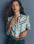 Carmen Lace Trim Cotton Top-Harbour Grey, Ditsy Dream