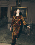 Faux Feather Cuff Party Top-Cognac, Flourishing Sprig