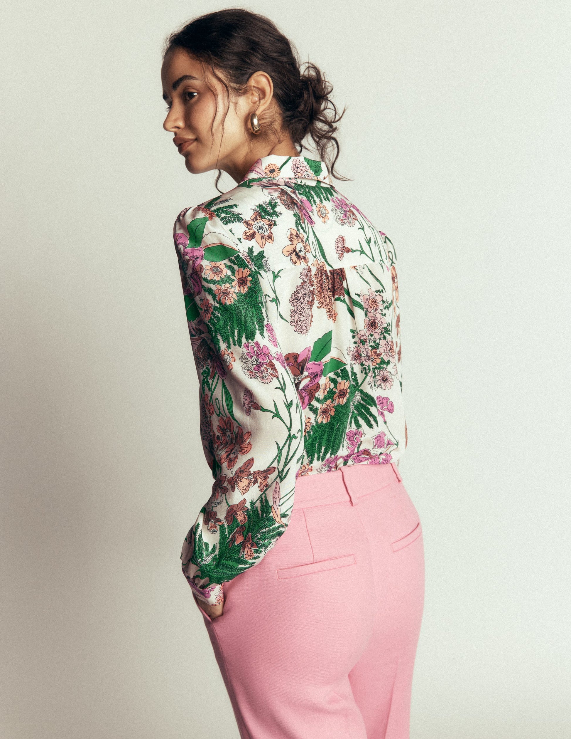 Sara Silk Shirt-Ivory, Whimsical Flora-3
