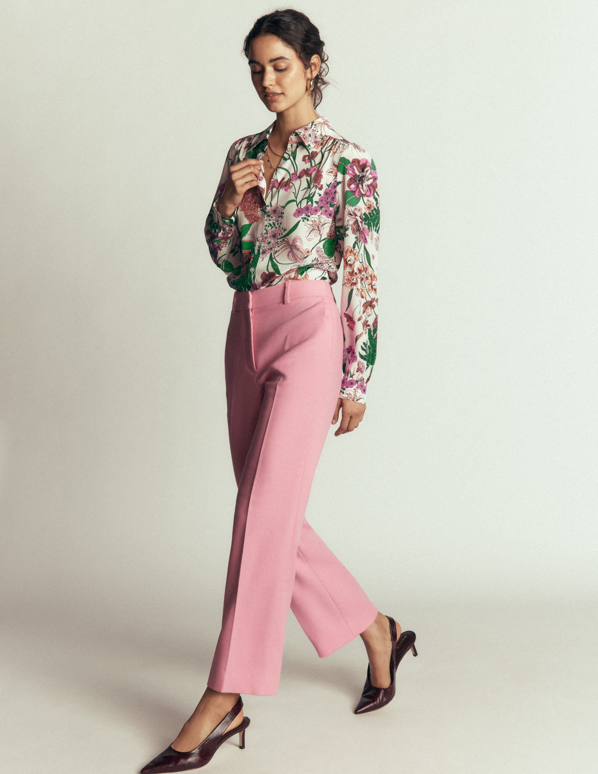 Sara Silk Shirt-Ivory, Whimsical Flora - Image 4