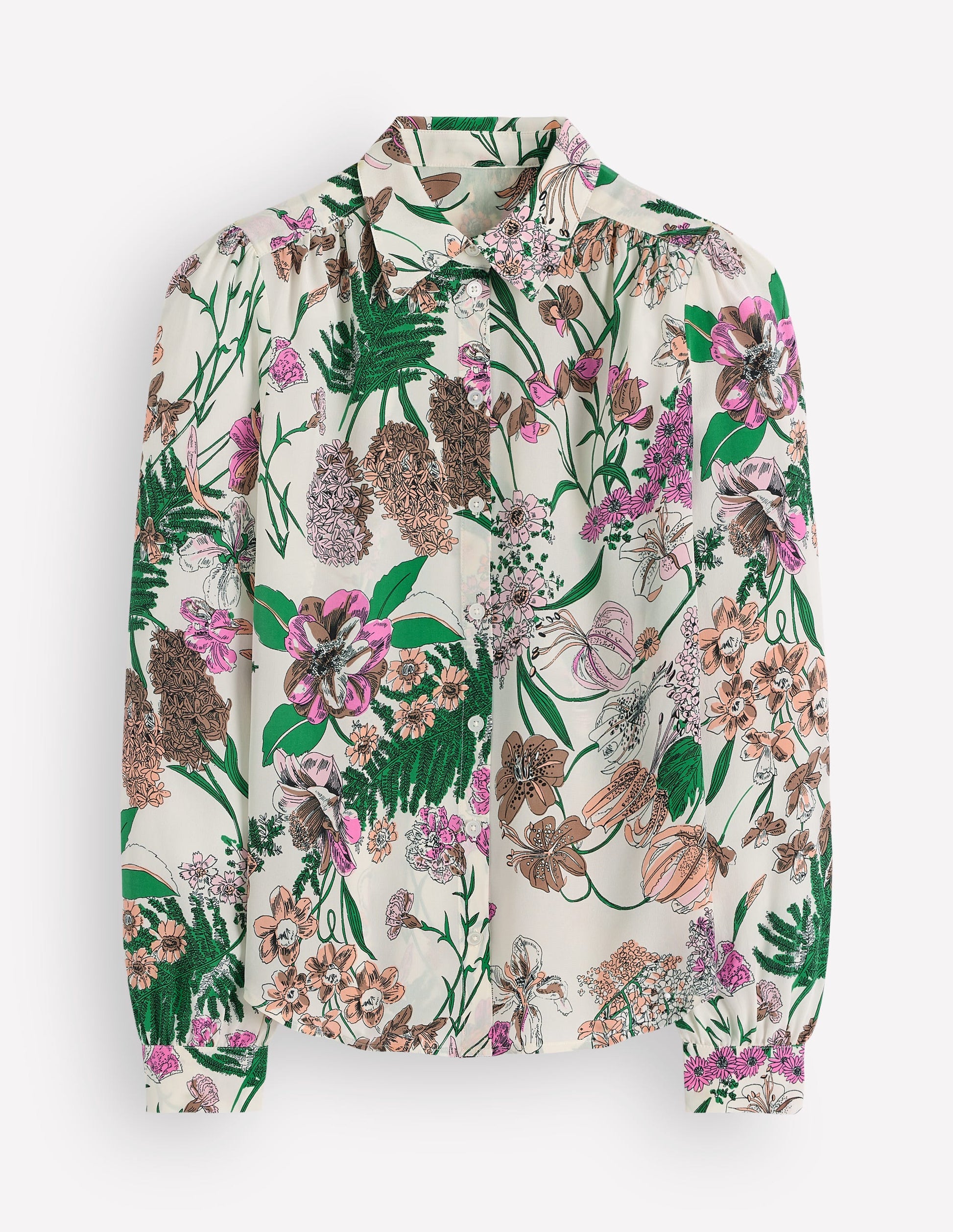 Sara Silk Shirt-Ivory, Whimsical Flora-6