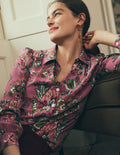 Sara Silk Shirt-Pink Heather, Frosted Flora
