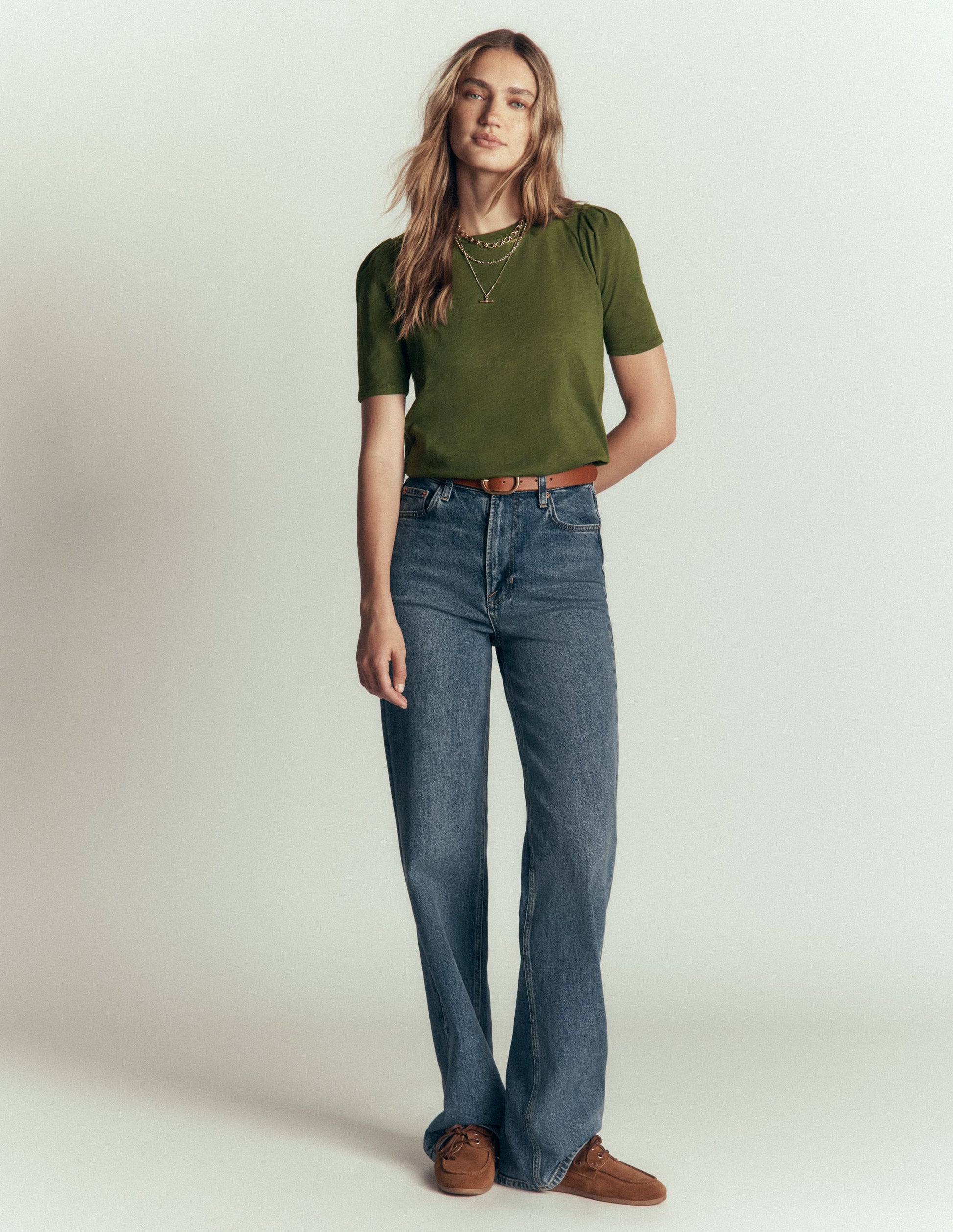 Sophie Puff Sleeve T-shirt-Brunswick Green-1