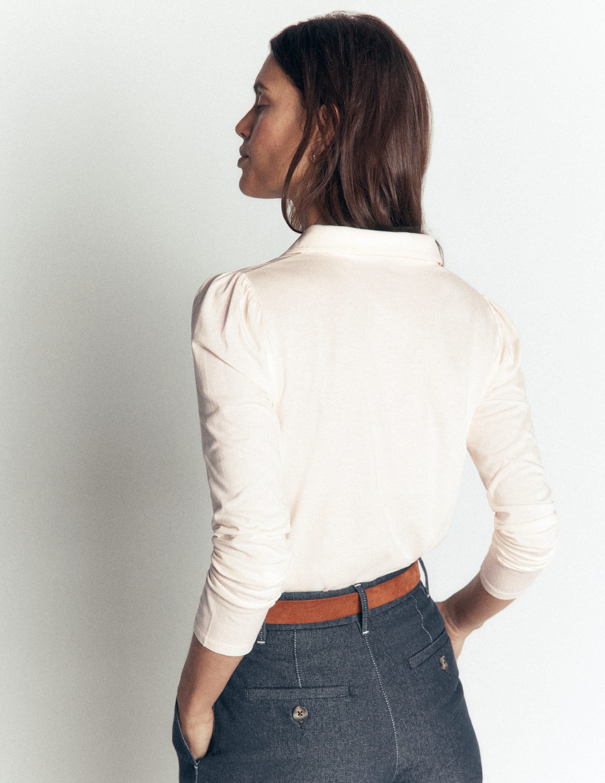 Zip Collar Supersoft Top-Ivory - Image 3