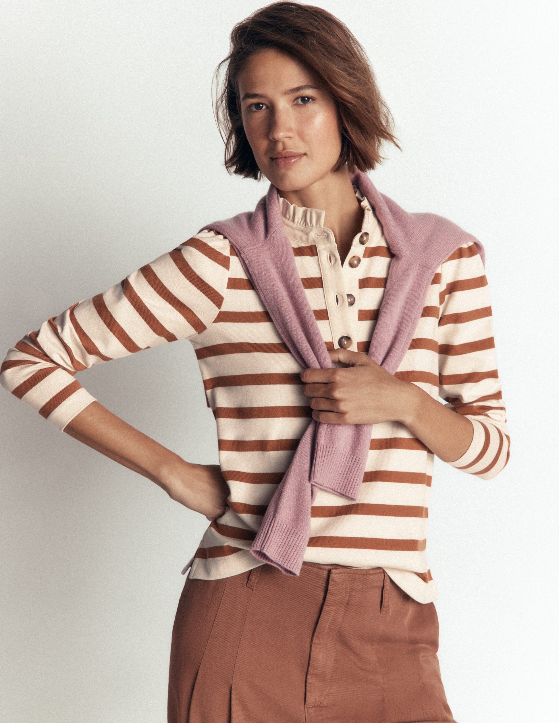 Ruffle Collar Mariner-Ivory and Argon Oil Stripe-1