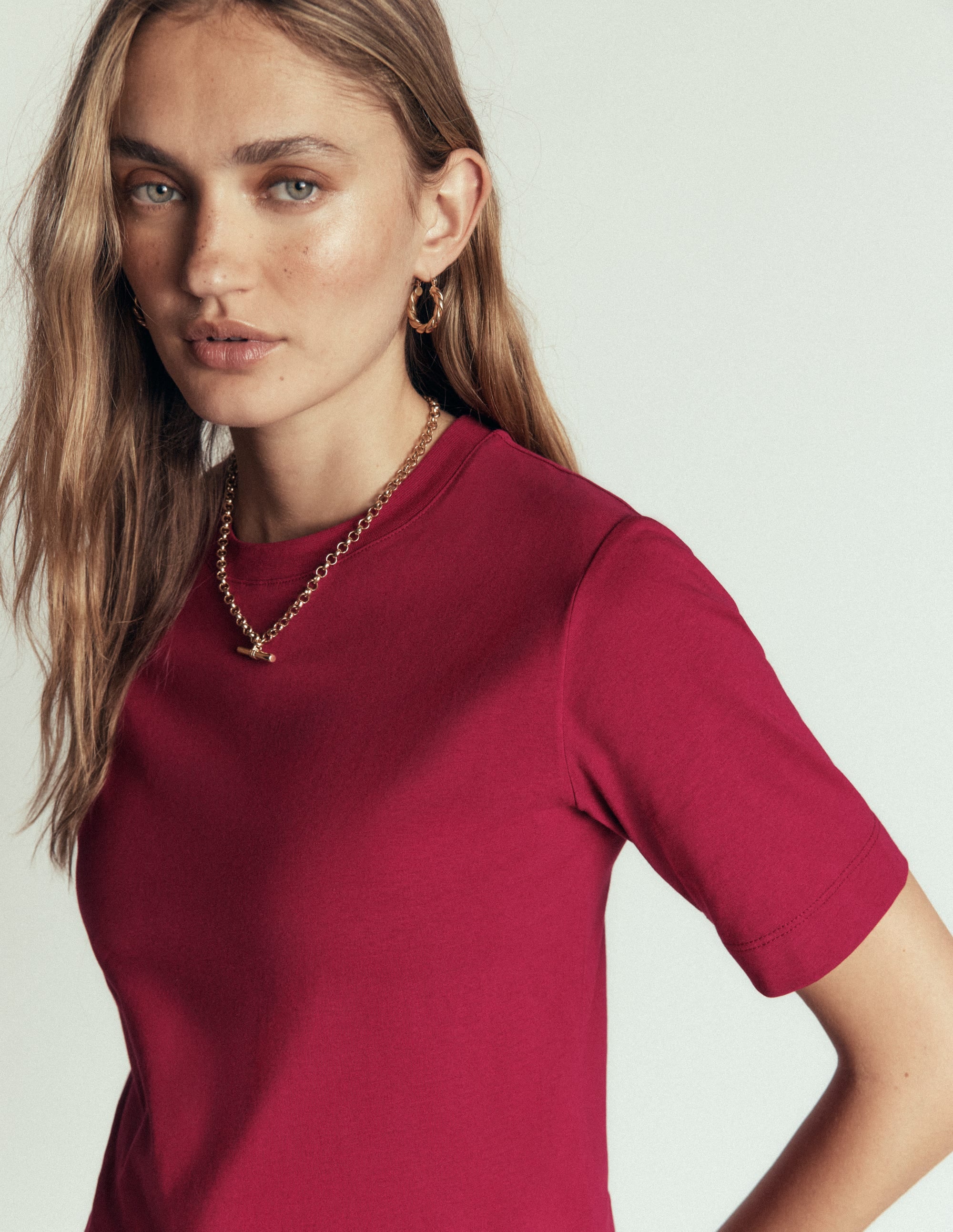 Relaxed Cotton T-shirt-Ruby Red - Image 5