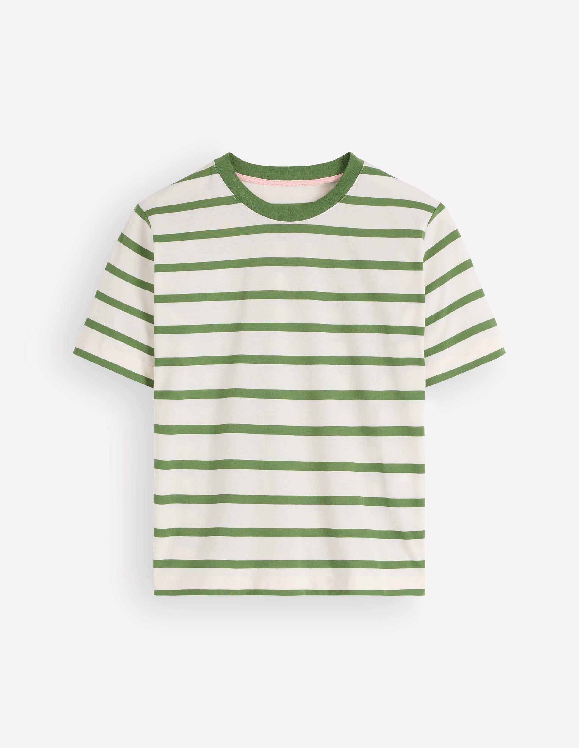 Relaxed Cotton T-shirt-Safari Green and Ivory Stripe-4