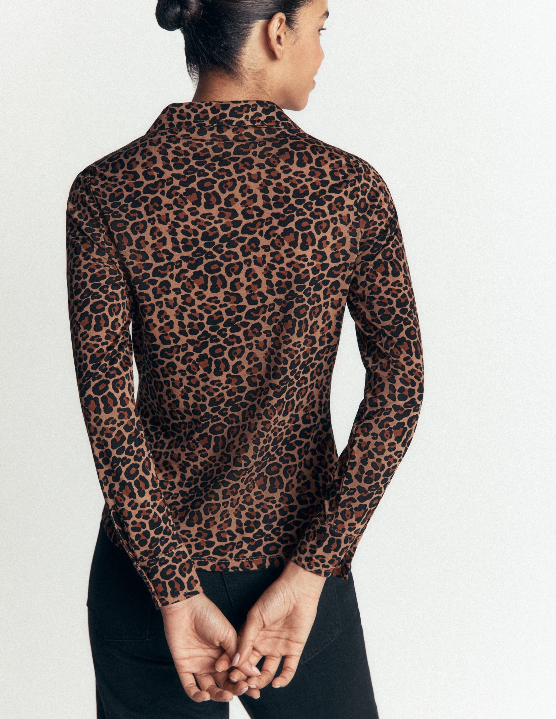 Supersoft Ruched Jersey Shirt-Camel, Leopard Fields-3
