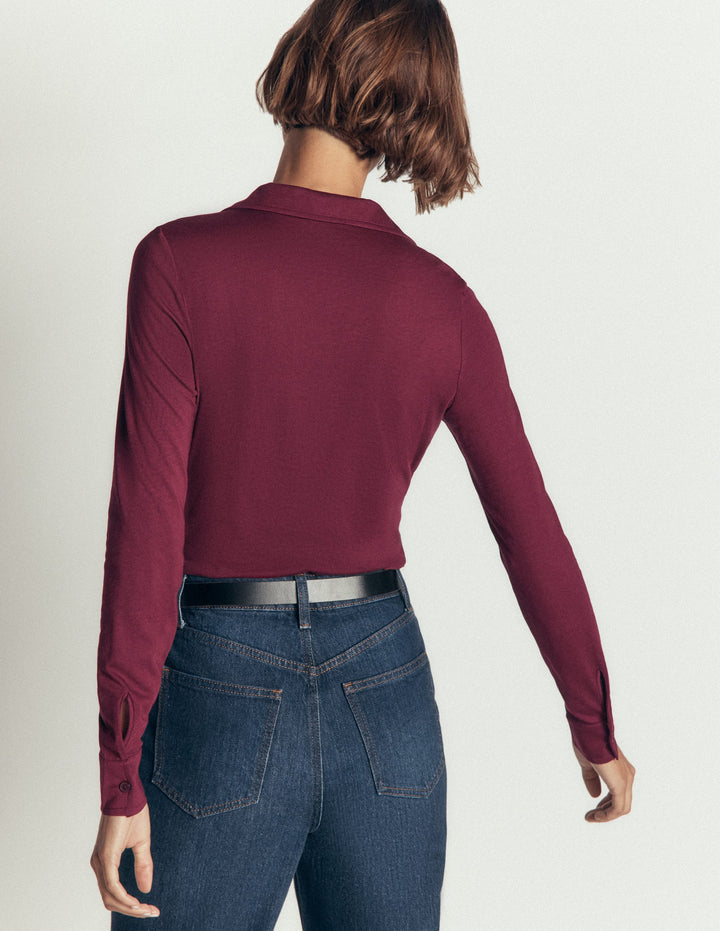 Supersoft Ruched Jersey Shirt-Deep Wisteria