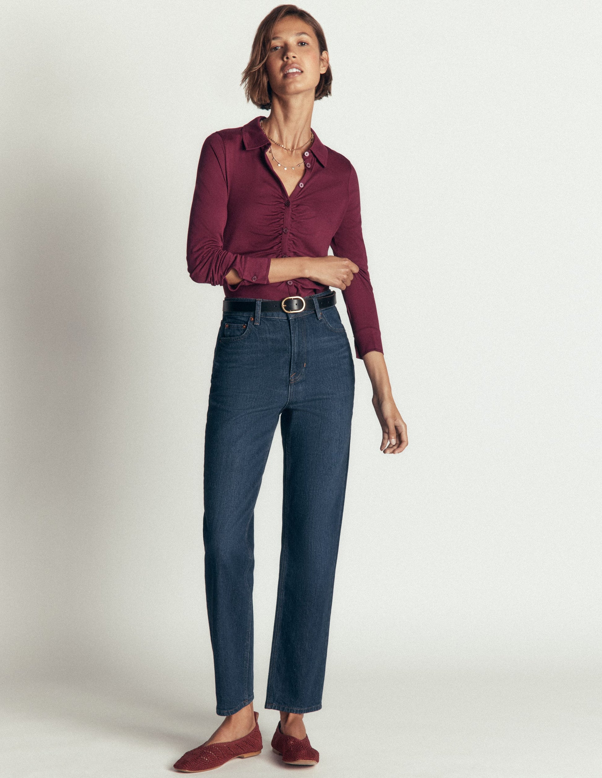 Imi Ruched Jersey Shirt-Deep Wisteria-4