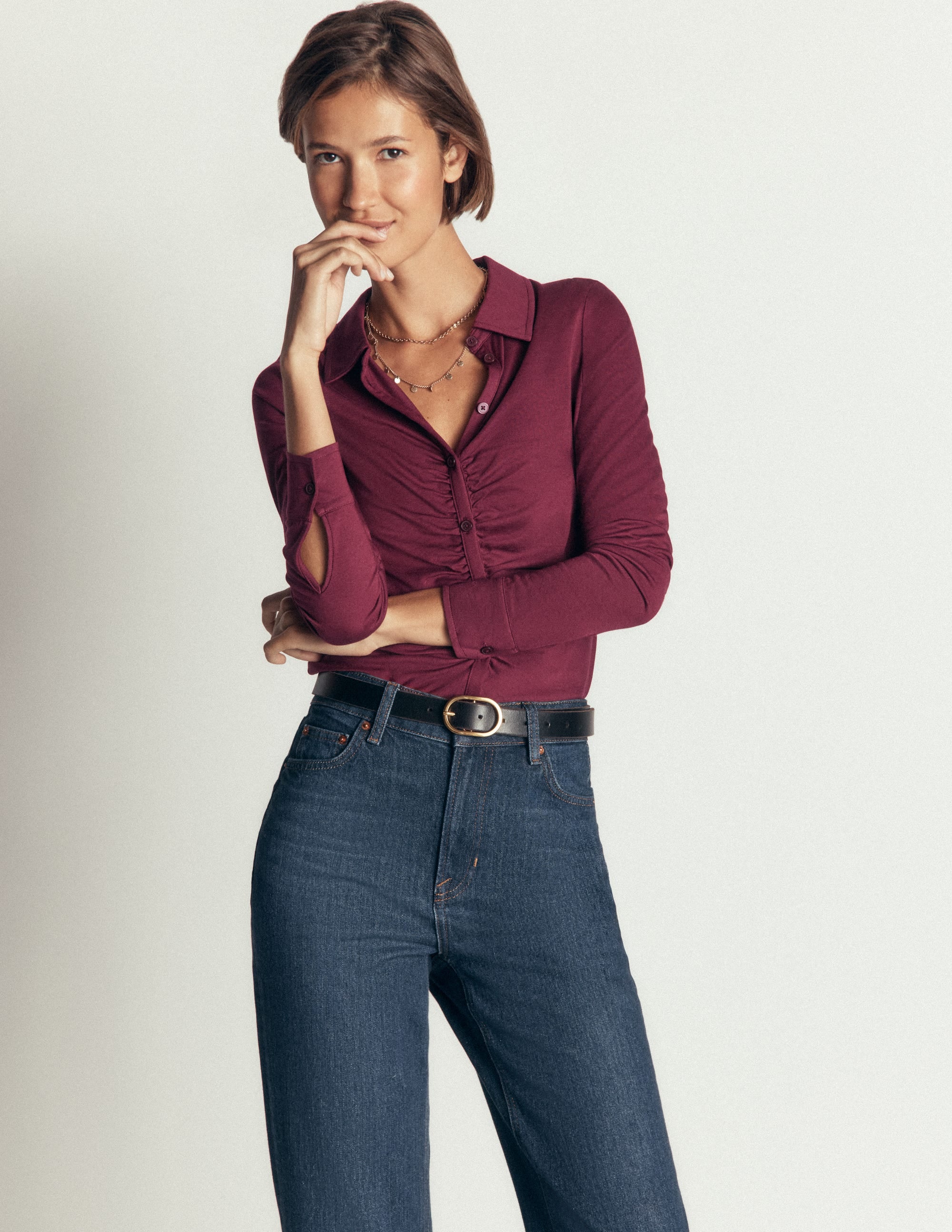Imi Ruched Jersey Shirt-Deep Wisteria - Image 5