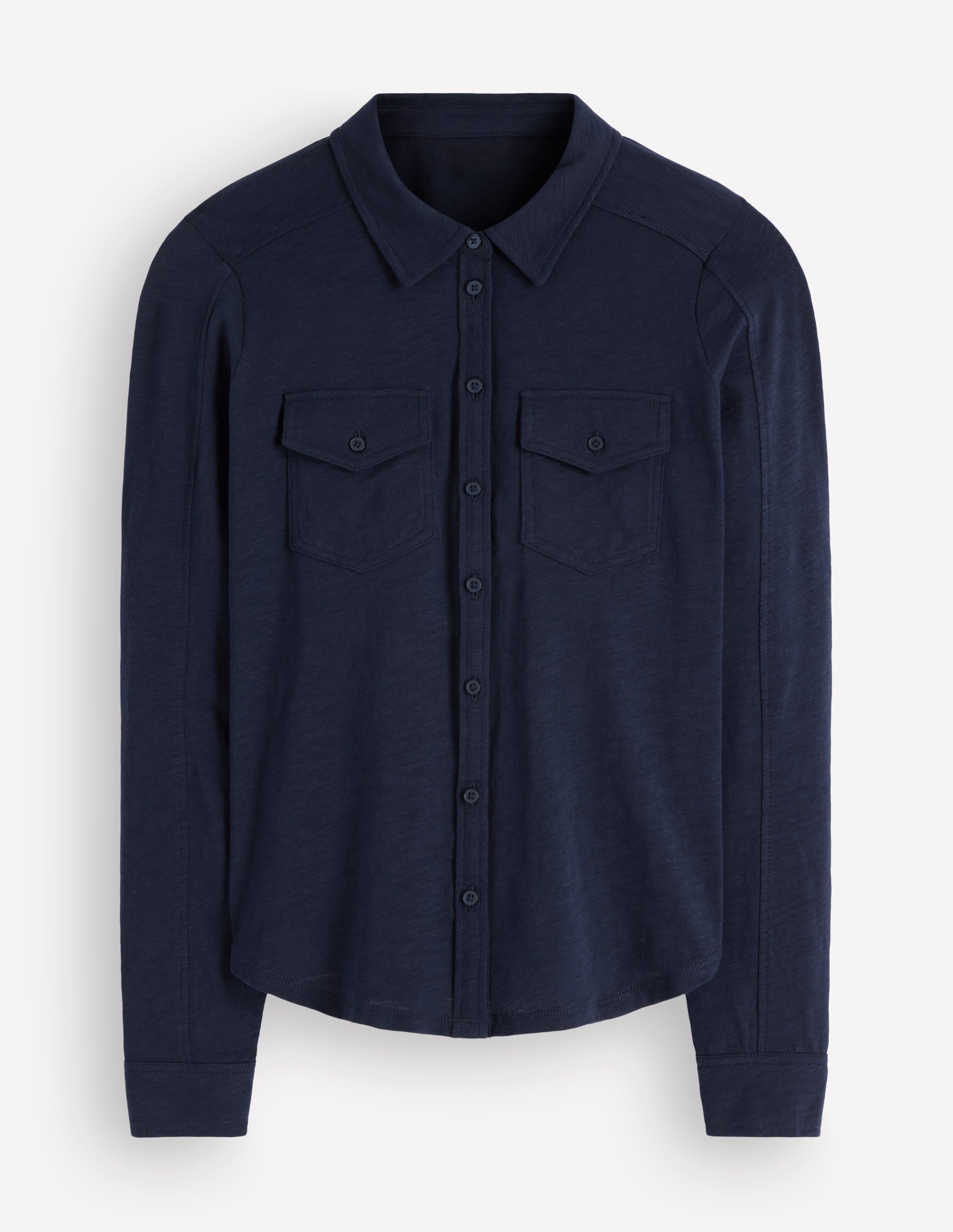 Seam Detail Jersey Shirt-Navy - Image 5