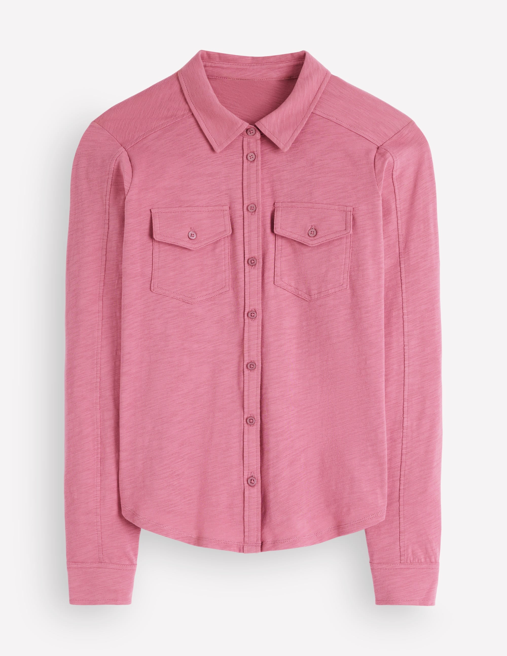 Seam Detail Jersey Shirt-Pink Heather - Image 7