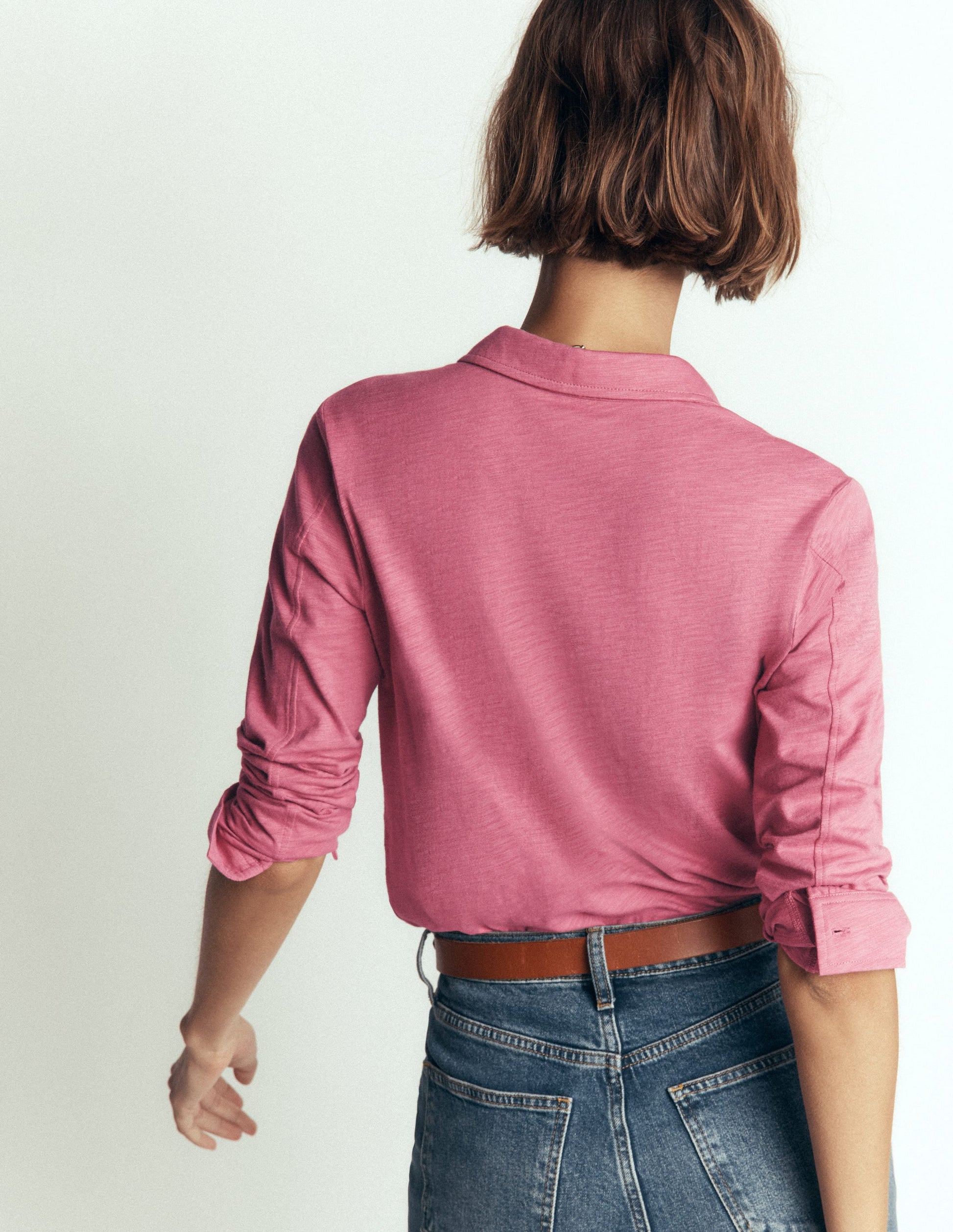 Seam Detail Jersey Shirt-Pink Heather-3