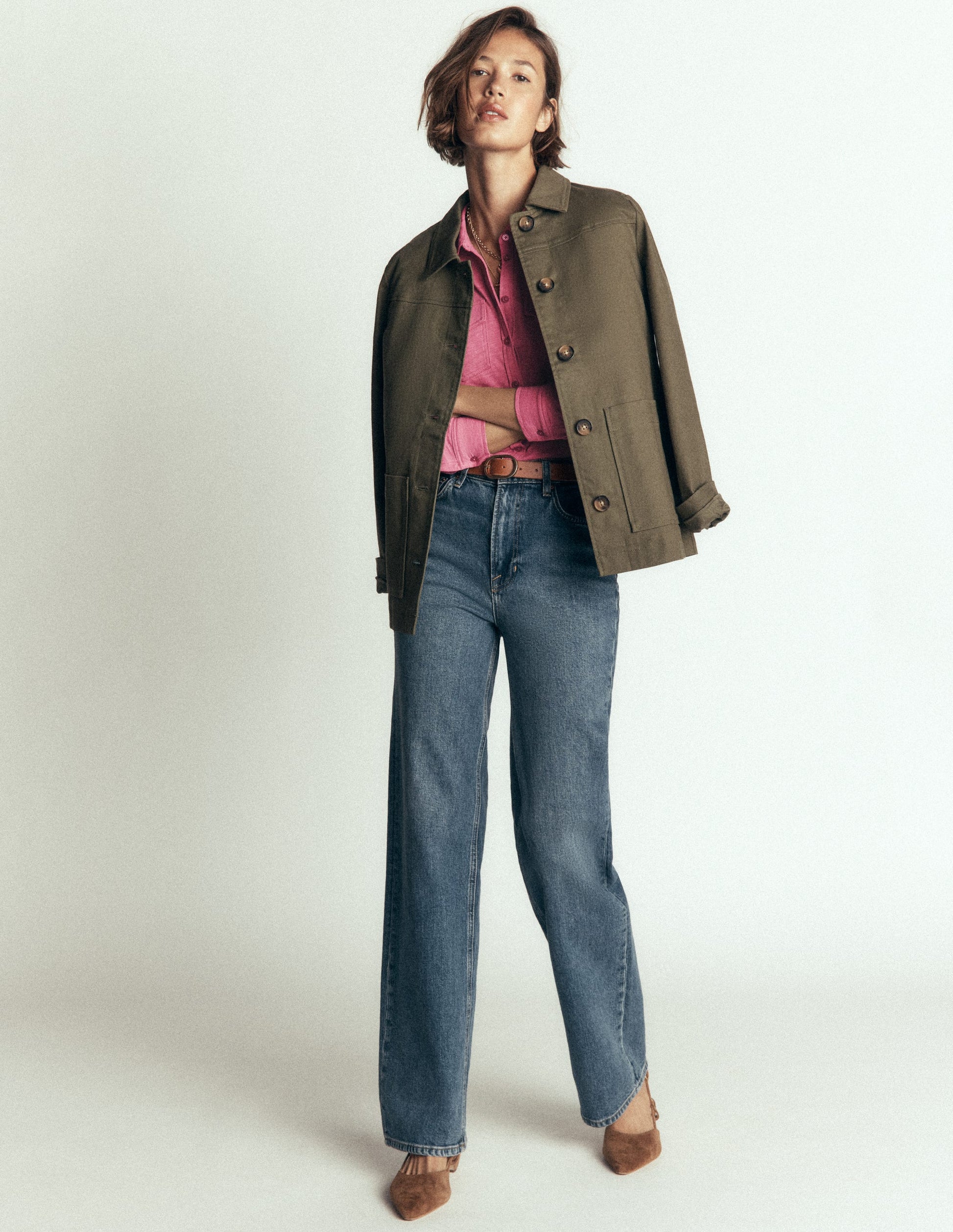 Seam Detail Jersey Shirt-Pink Heather-6