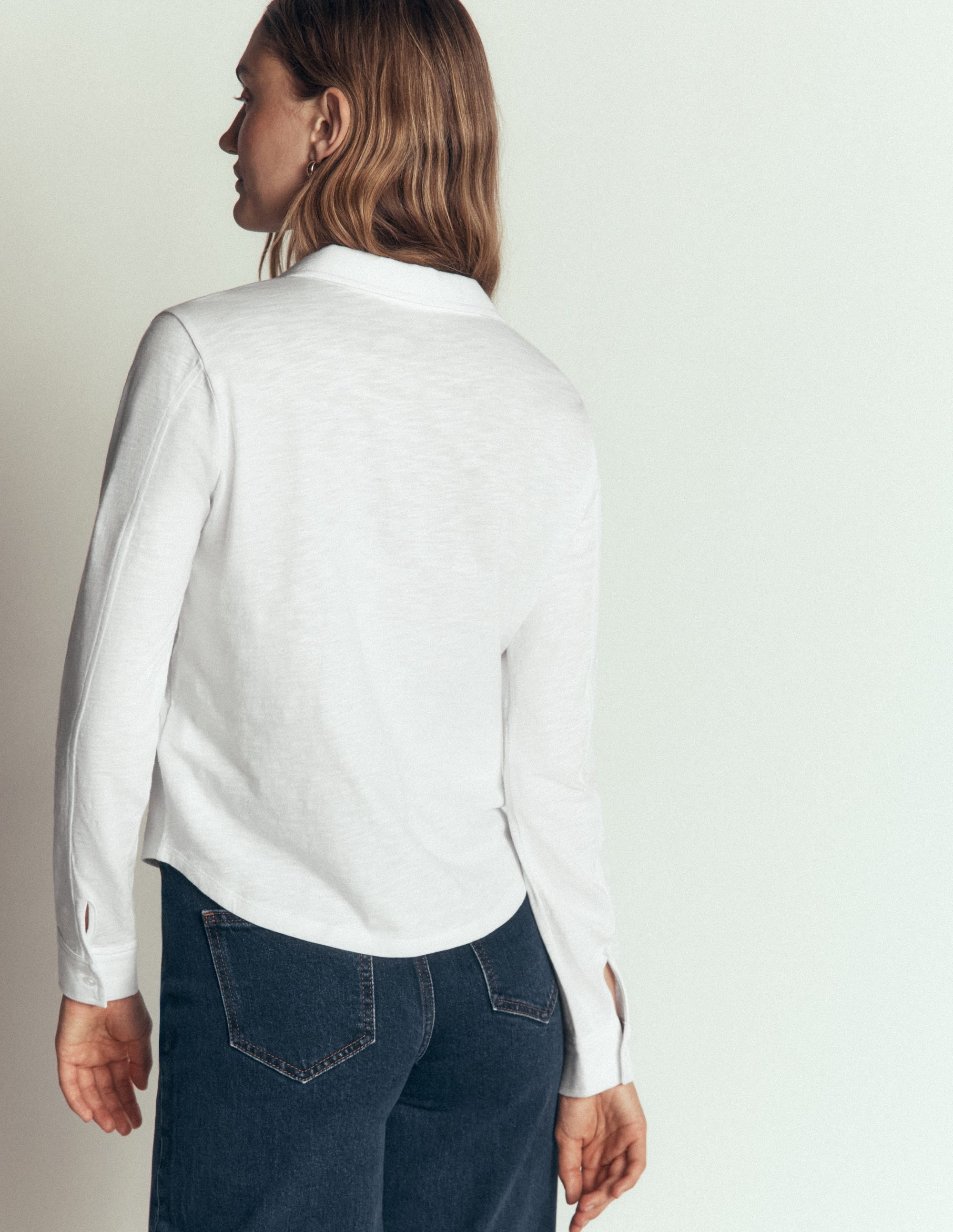 Seam Detail Jersey Shirt-White - Image 3