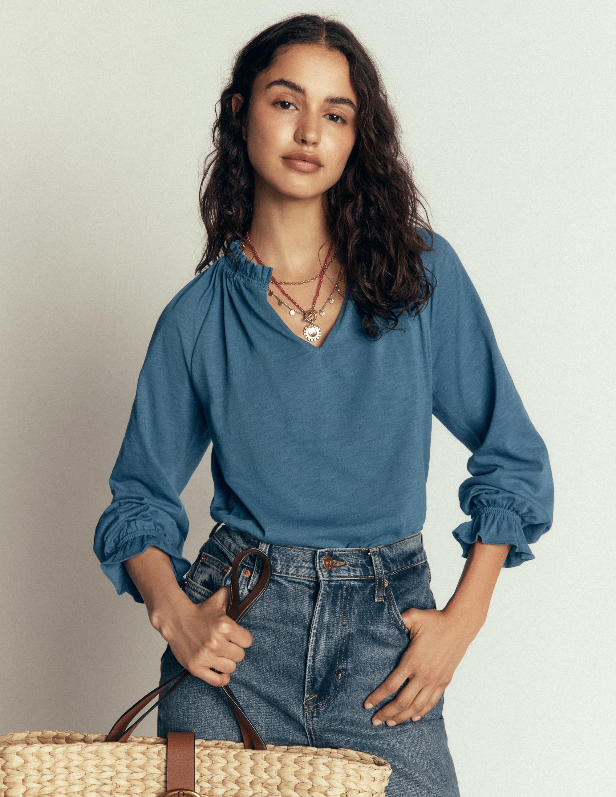 Pia Ruffle Detail Top-Real Teal - Image 4