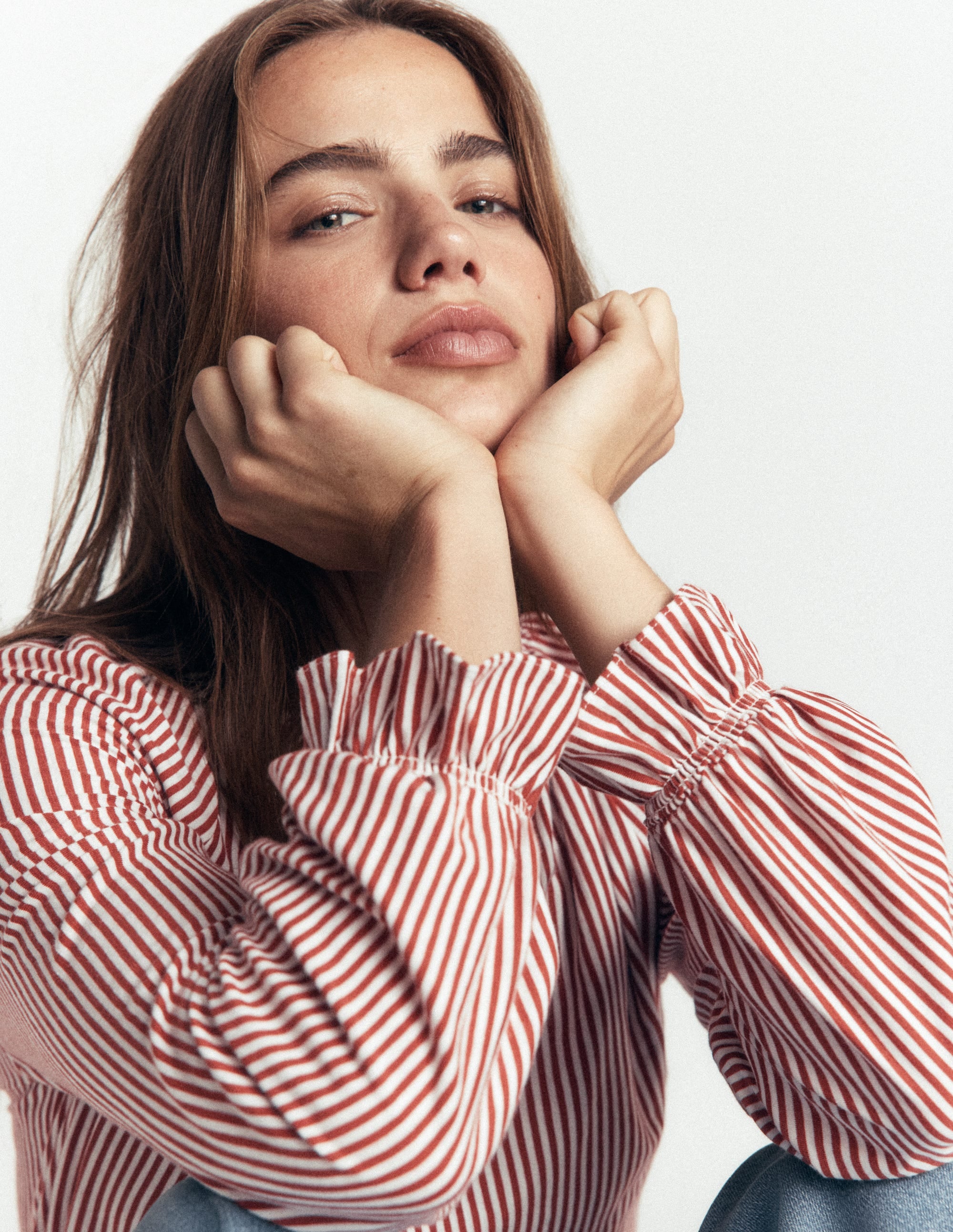 Pia Ruffle Detail Top-Burnt Orange Stripe - Image 5